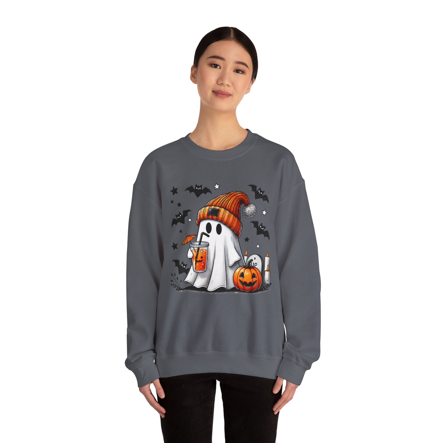Spooky Ghost Crewneck Sweatshirt, Halloween Apparel, Cozy Unisex Sweatshirt, Fall Fashion, Ghost Graphic Sweatshirt