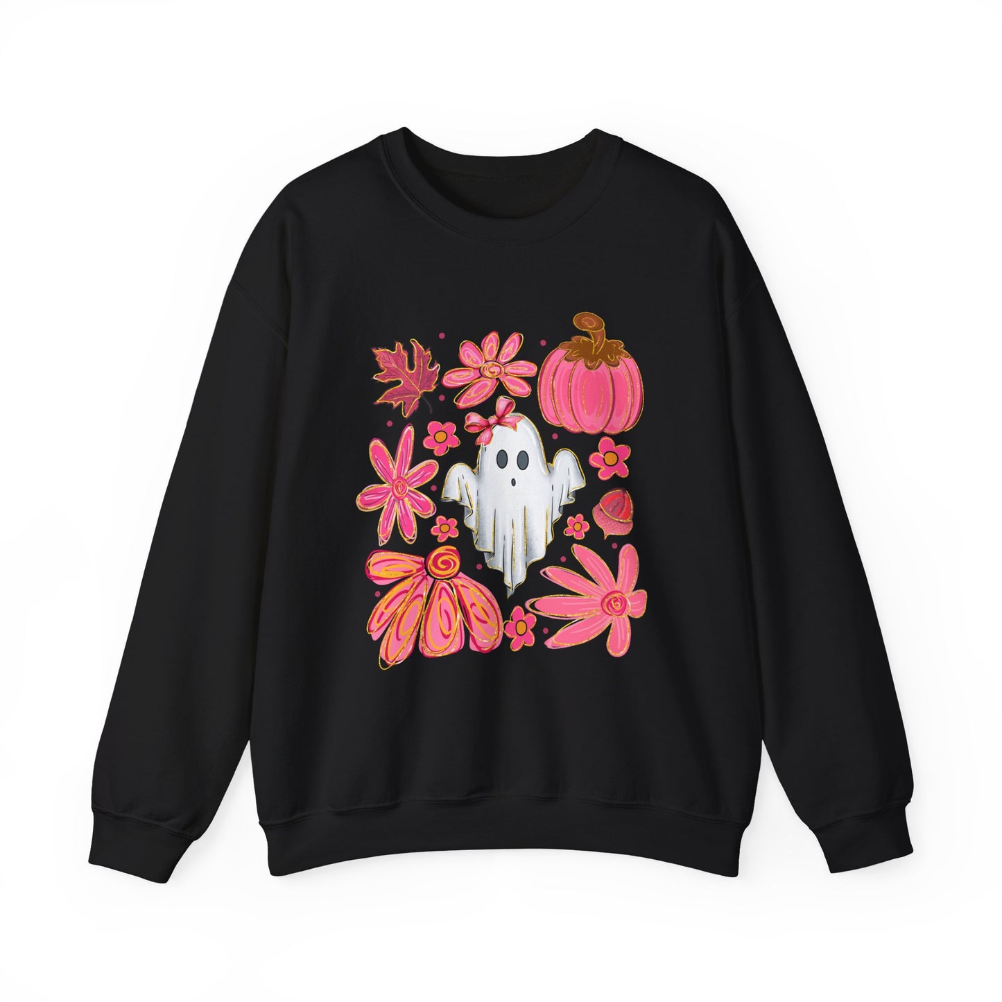 Autumn Ghost Crewneck Sweatshirt - Cozy Halloween Apparel, Fall Fashion, Gift for Her, Unisex Sweatshirt, Spooky Season Style