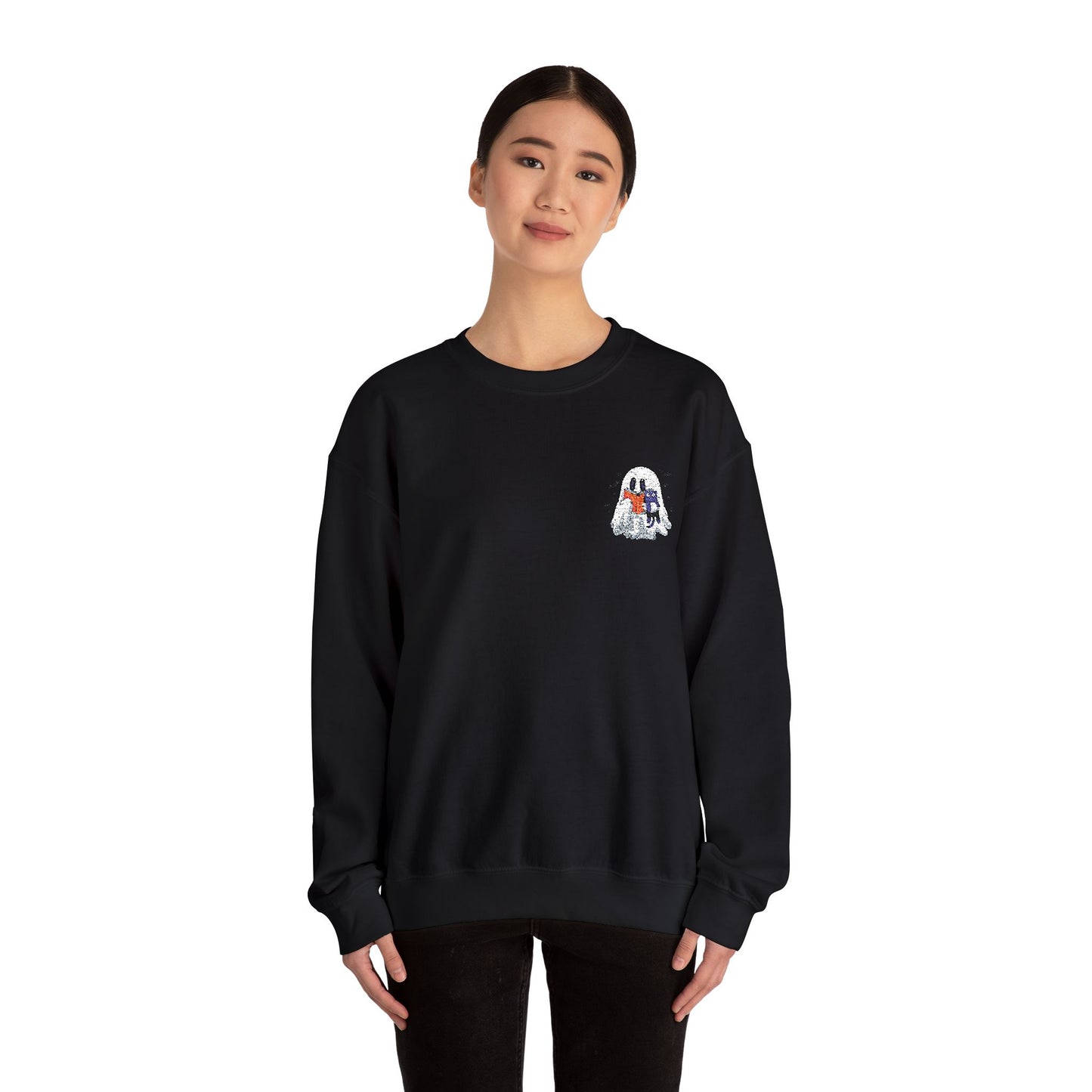 Cute Halloween Ghost Reading Unisex Heavy Blend™ Crewneck Sweatshirt