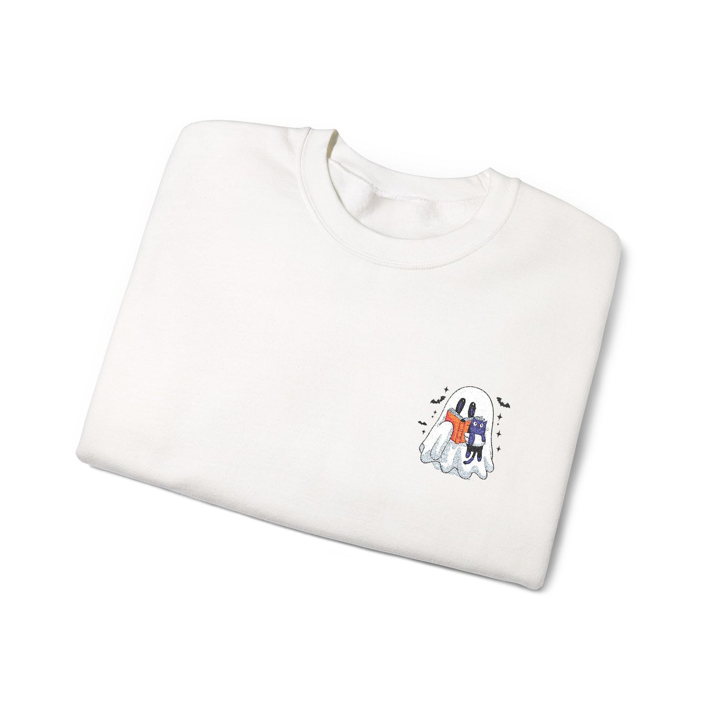 Cute Halloween Ghost Reading Unisex Heavy Blend™ Crewneck Sweatshirt