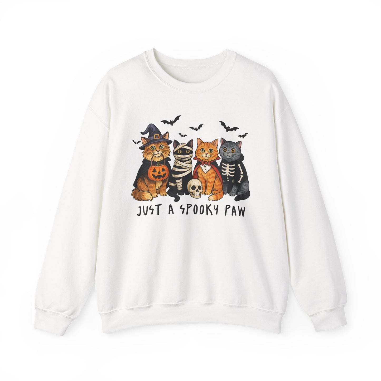 Spooky Cat Crewneck Sweatshirt, Halloween Sweatshirt, Cat Lover Gift, Cozy Fall Apparel, Unisex Sweatshirt, Cute Animal Sweater