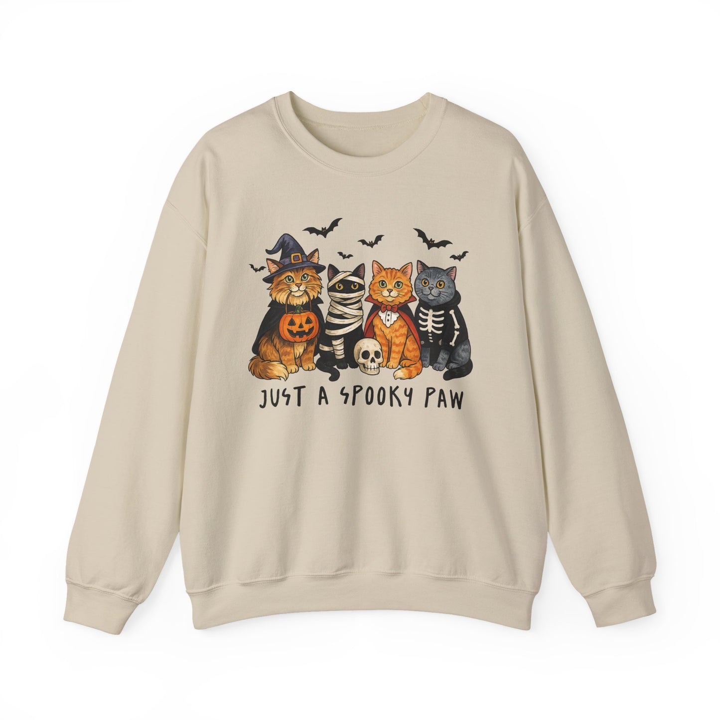 Spooky Cat Crewneck Sweatshirt, Halloween Sweatshirt, Cat Lover Gift, Cozy Fall Apparel, Unisex Sweatshirt, Cute Animal Sweater