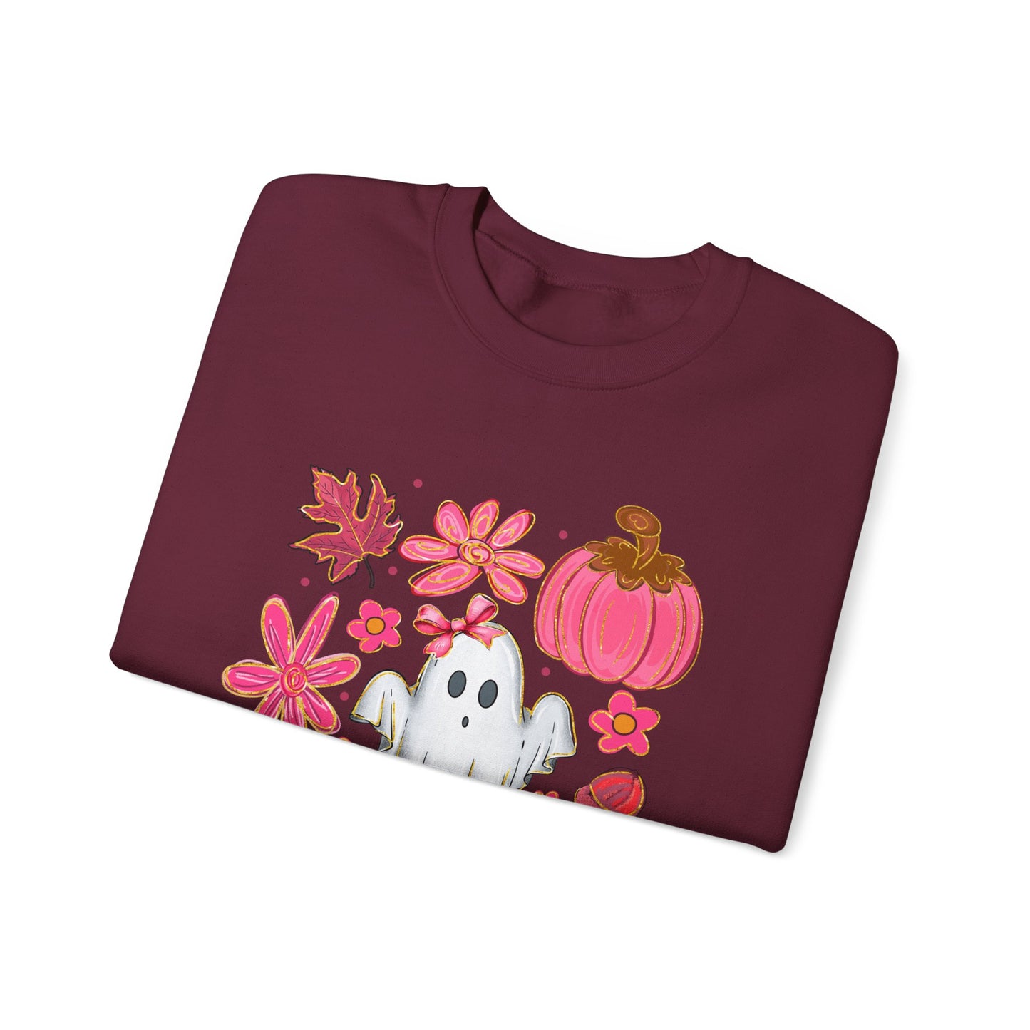 Autumn Ghost Crewneck Sweatshirt - Cozy Halloween Apparel, Fall Fashion, Gift for Her, Unisex Sweatshirt, Spooky Season Style