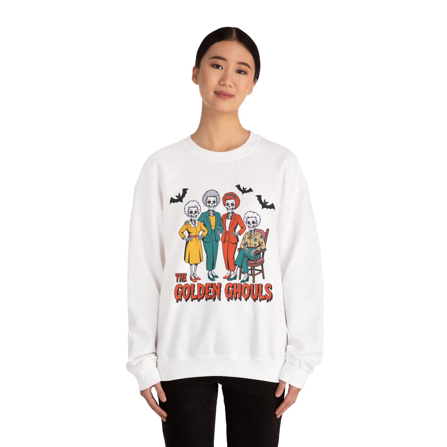 Golden Ghouls Sweatshirt, Halloween Crewneck, Spooky Sweatshirt, Horror Apparel, Unisex Fall Fashion, Cozy Costume