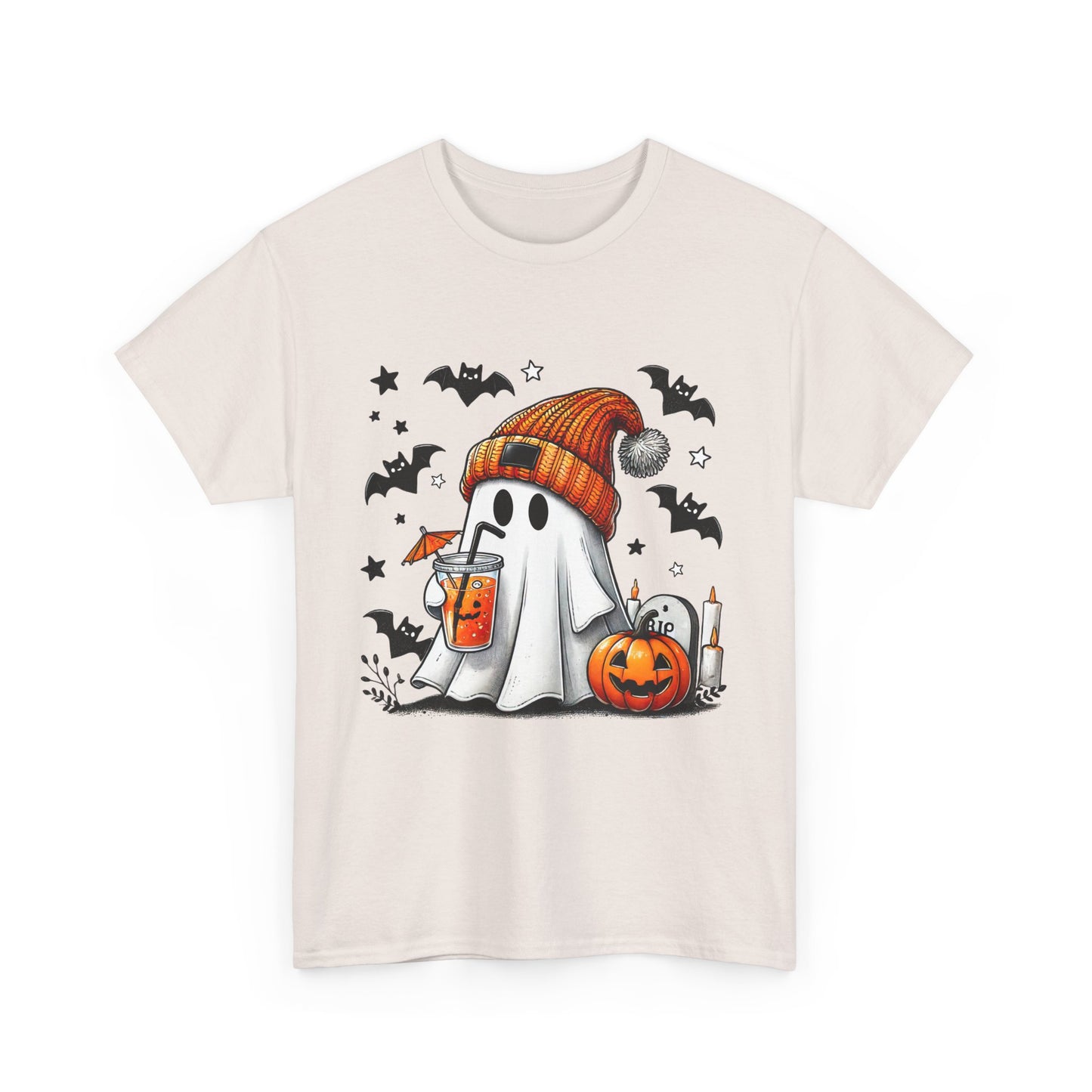 Cute Halloween Ghost Tee, Unisex Heavy Cotton T-Shirt, Spooky Shirt, Fall Fashion, Holiday Apparel, Halloween Costume, Gift Idea