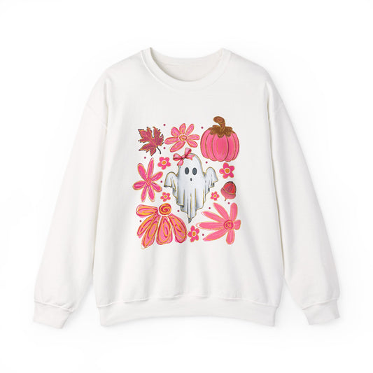 Autumn Ghost Crewneck Sweatshirt - Cozy Halloween Apparel, Fall Fashion, Gift for Her, Unisex Sweatshirt, Spooky Season Style