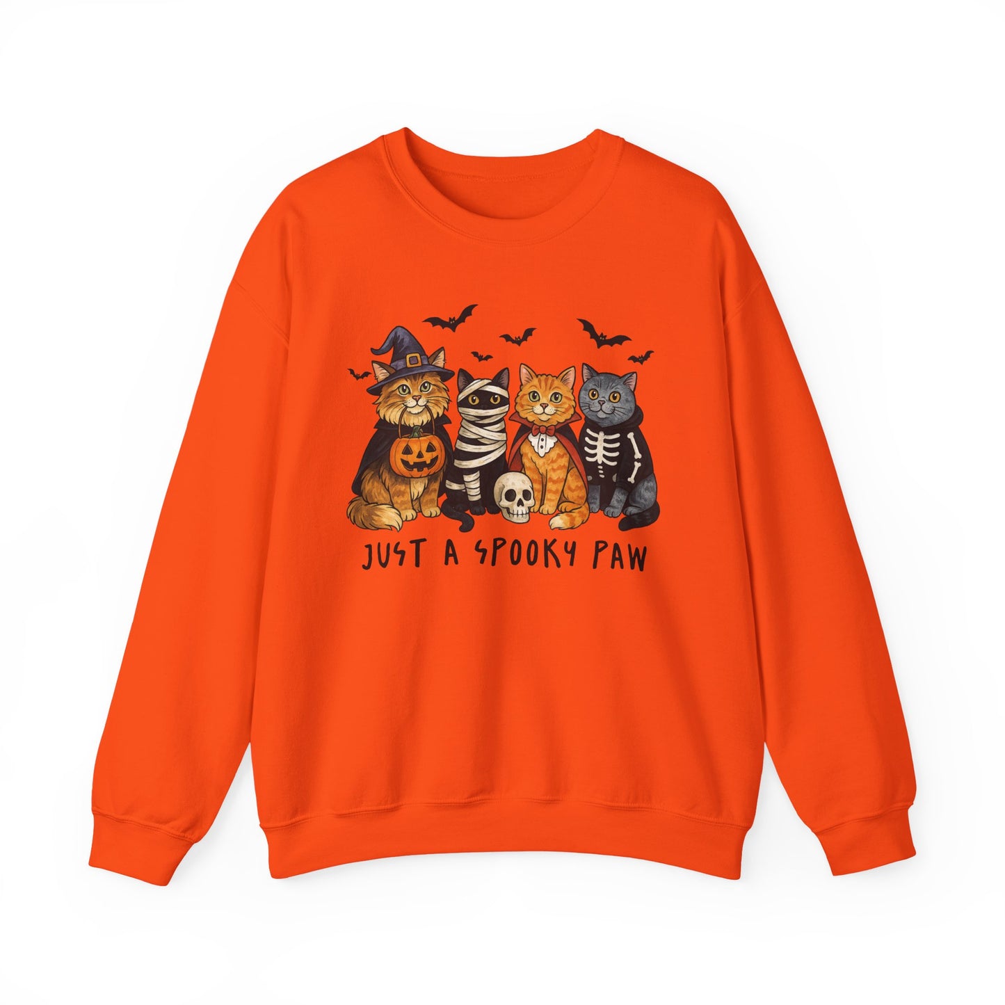 Spooky Cat Crewneck Sweatshirt, Halloween Sweatshirt, Cat Lover Gift, Cozy Fall Apparel, Unisex Sweatshirt, Cute Animal Sweater