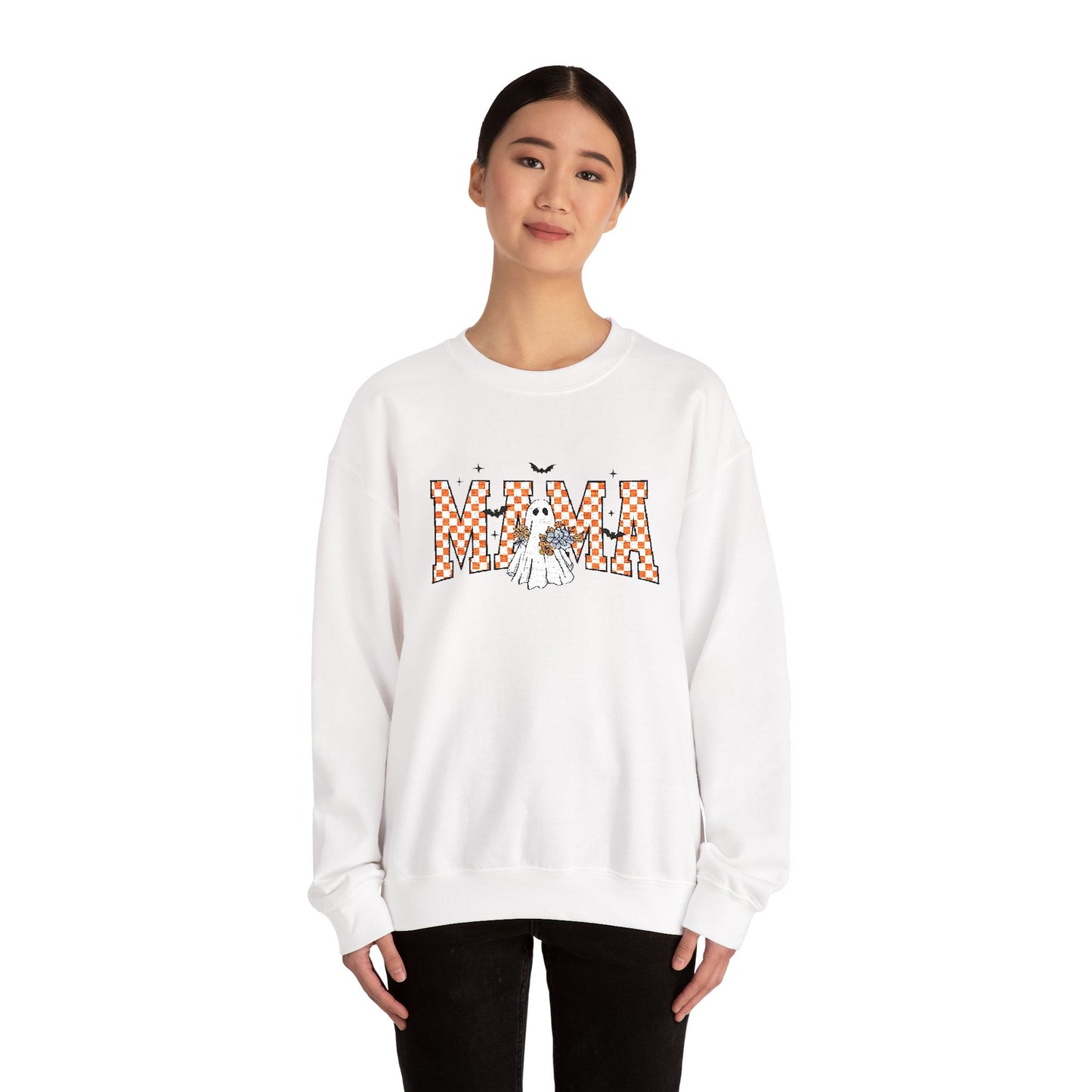 Retro Spooky MAMA Halloween Unisex Heavy Blend™ Crewneck Sweatshirt