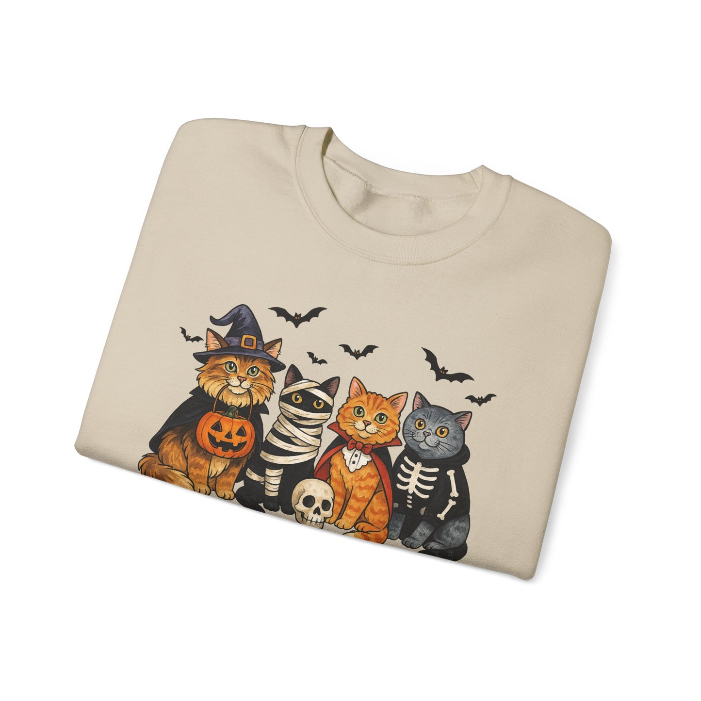 Spooky Cat Crewneck Sweatshirt, Halloween Sweatshirt, Cat Lover Gift, Cozy Fall Apparel, Unisex Sweatshirt, Cute Animal Sweater