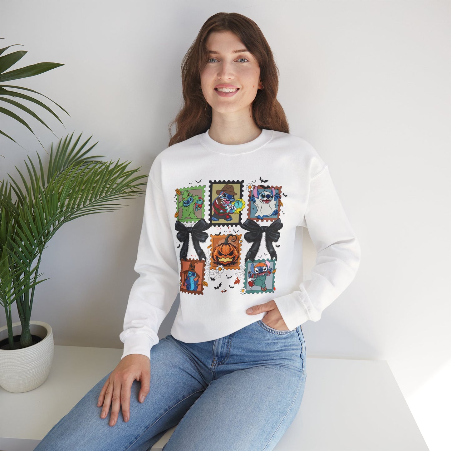 Spooky Vibes Retro Stitch Crewneck Sweatshirt, Halloween, Unisex Sweatshirt, Cozy Apparel, Gift for Her, Fall Fashion, Halloween Sweater