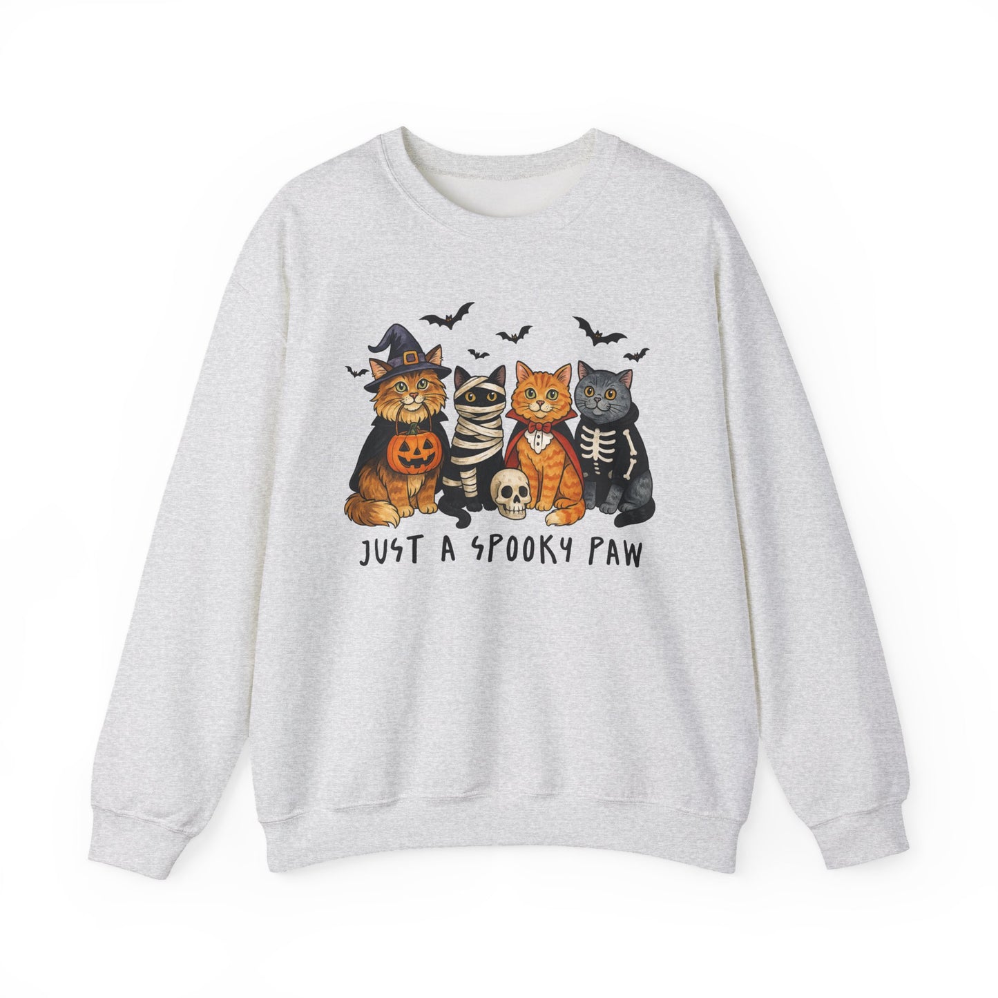 Spooky Cat Crewneck Sweatshirt, Halloween Sweatshirt, Cat Lover Gift, Cozy Fall Apparel, Unisex Sweatshirt, Cute Animal Sweater