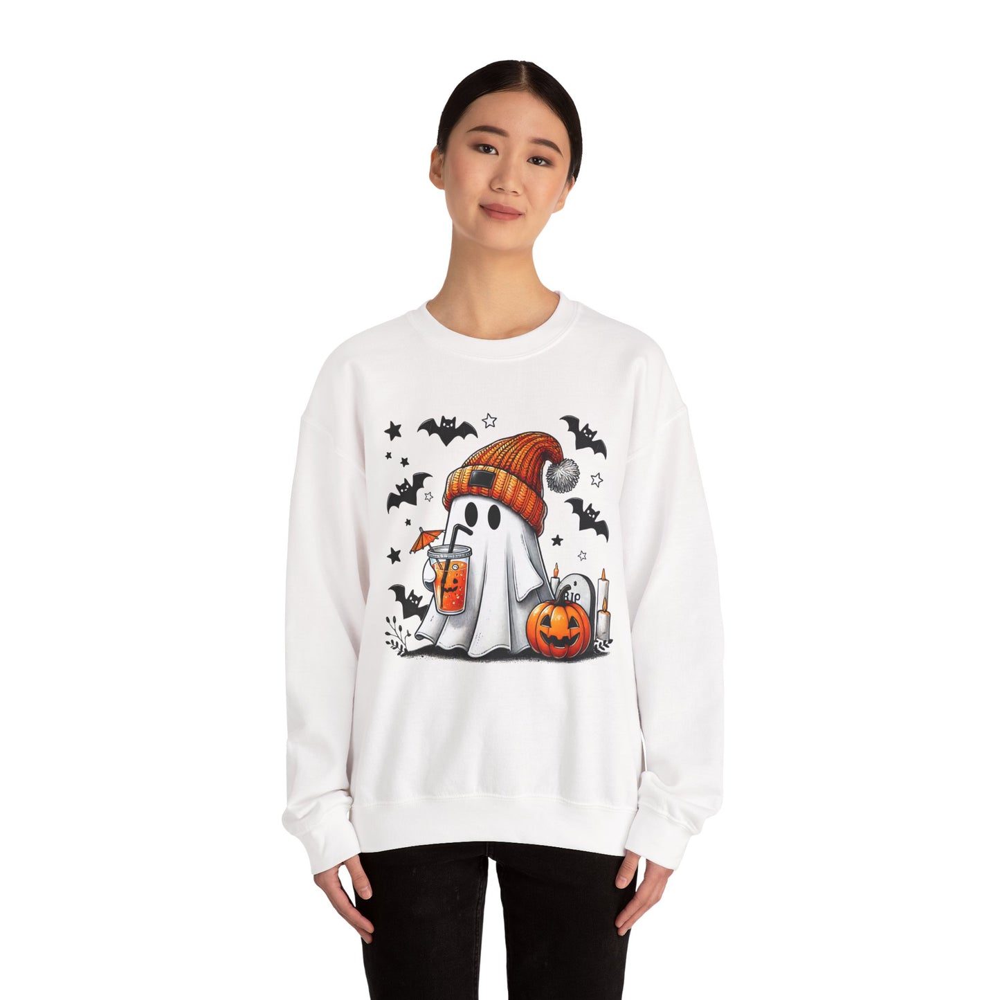 Spooky Ghost Crewneck Sweatshirt, Halloween Apparel, Cozy Unisex Sweatshirt, Fall Fashion, Ghost Graphic Sweatshirt