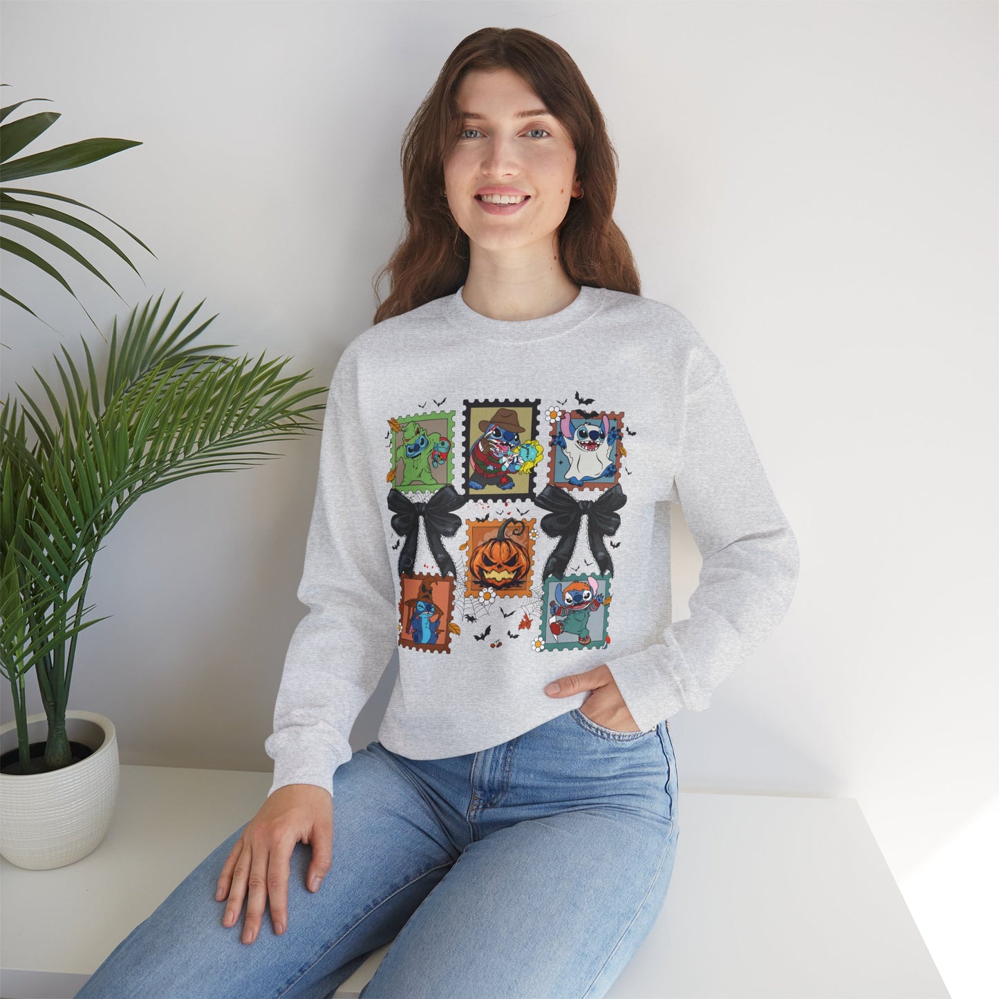 Spooky Vibes Retro Stitch Crewneck Sweatshirt, Halloween, Unisex Sweatshirt, Cozy Apparel, Gift for Her, Fall Fashion, Halloween Sweater