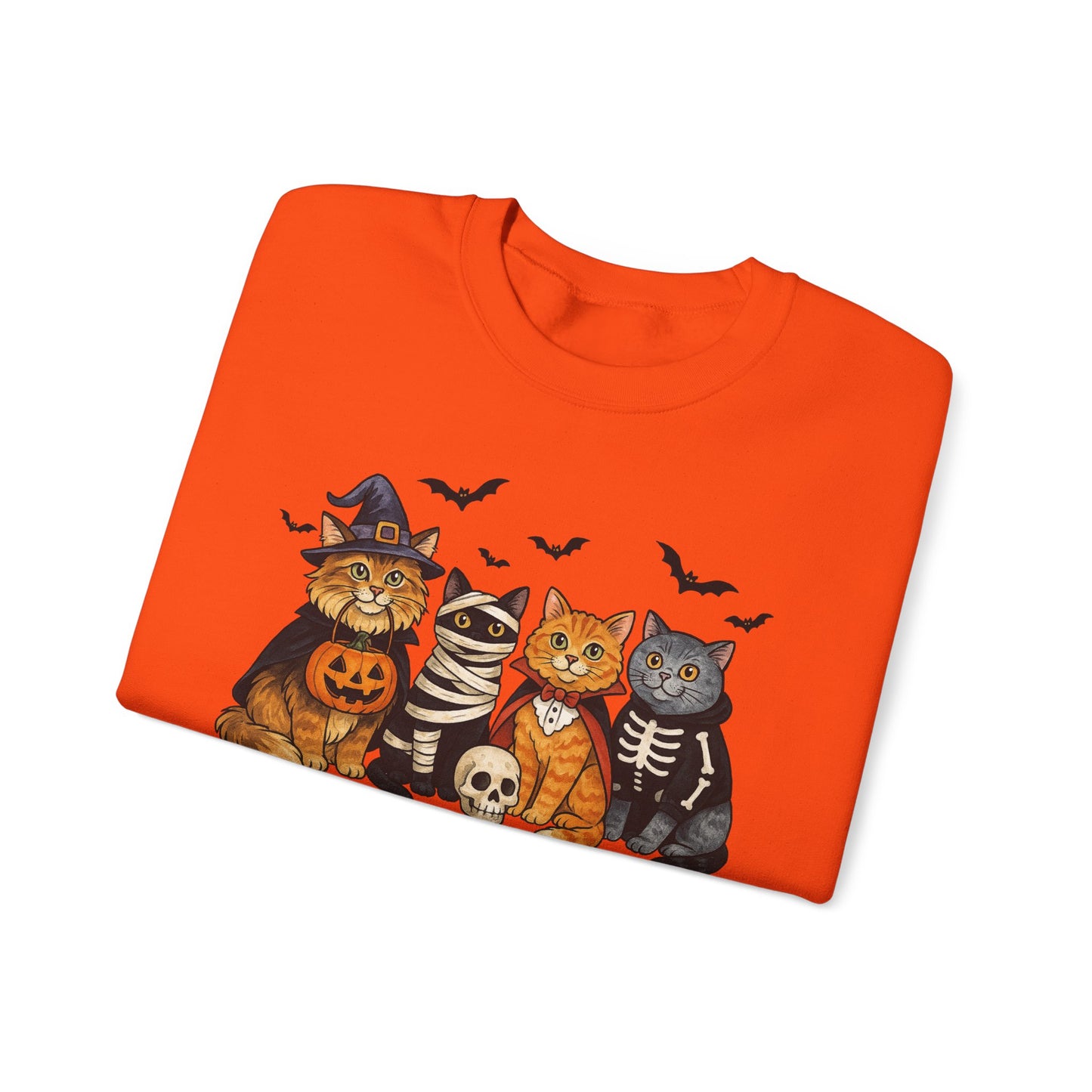Spooky Cat Crewneck Sweatshirt, Halloween Sweatshirt, Cat Lover Gift, Cozy Fall Apparel, Unisex Sweatshirt, Cute Animal Sweater