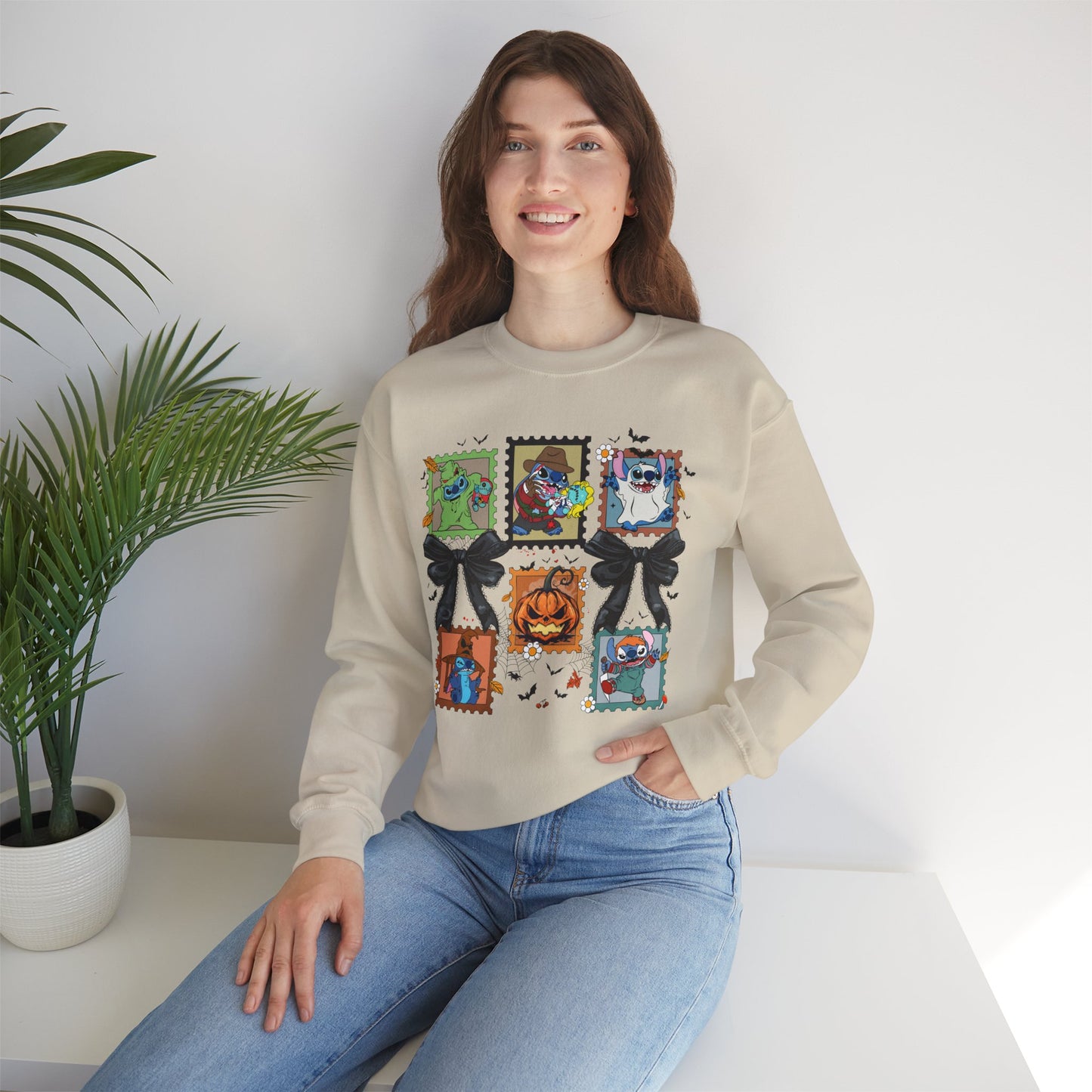 Spooky Vibes Retro Stitch Crewneck Sweatshirt, Halloween, Unisex Sweatshirt, Cozy Apparel, Gift for Her, Fall Fashion, Halloween Sweater