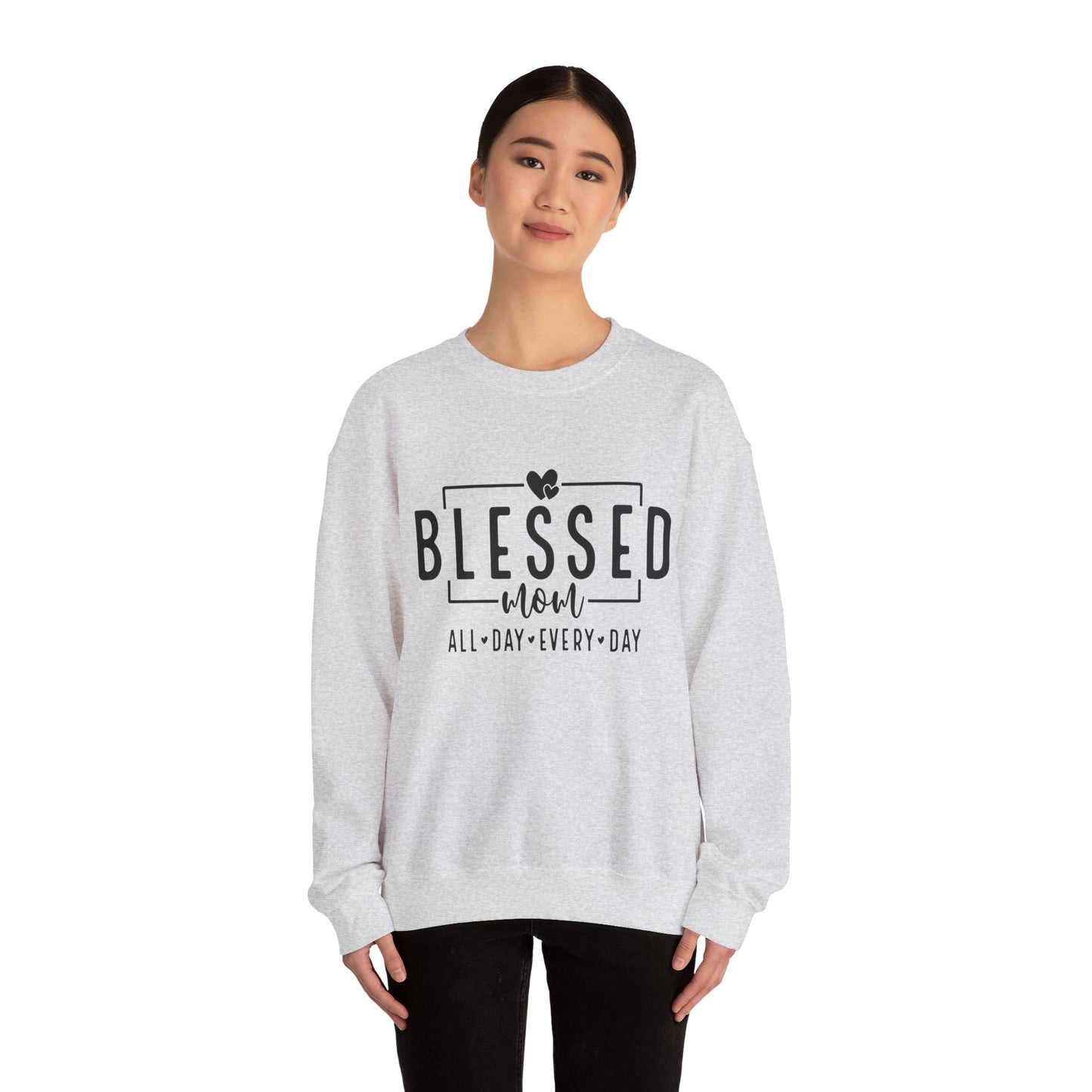 Blessed Mom Unisex Heavy Blend™ Crewneck Sweatshirt - All Day Everyday
