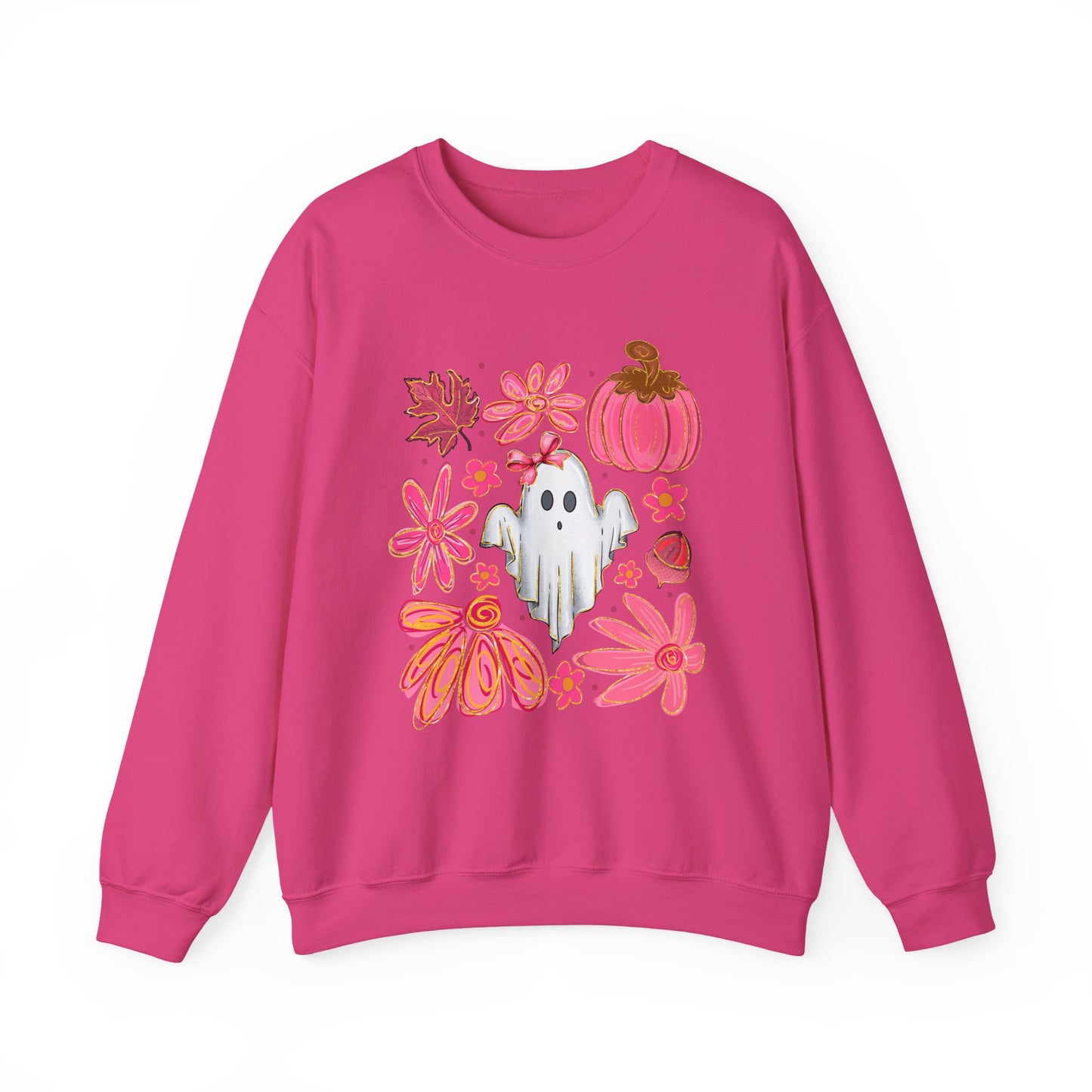 Autumn Ghost Crewneck Sweatshirt - Cozy Halloween Apparel, Fall Fashion, Gift for Her, Unisex Sweatshirt, Spooky Season Style