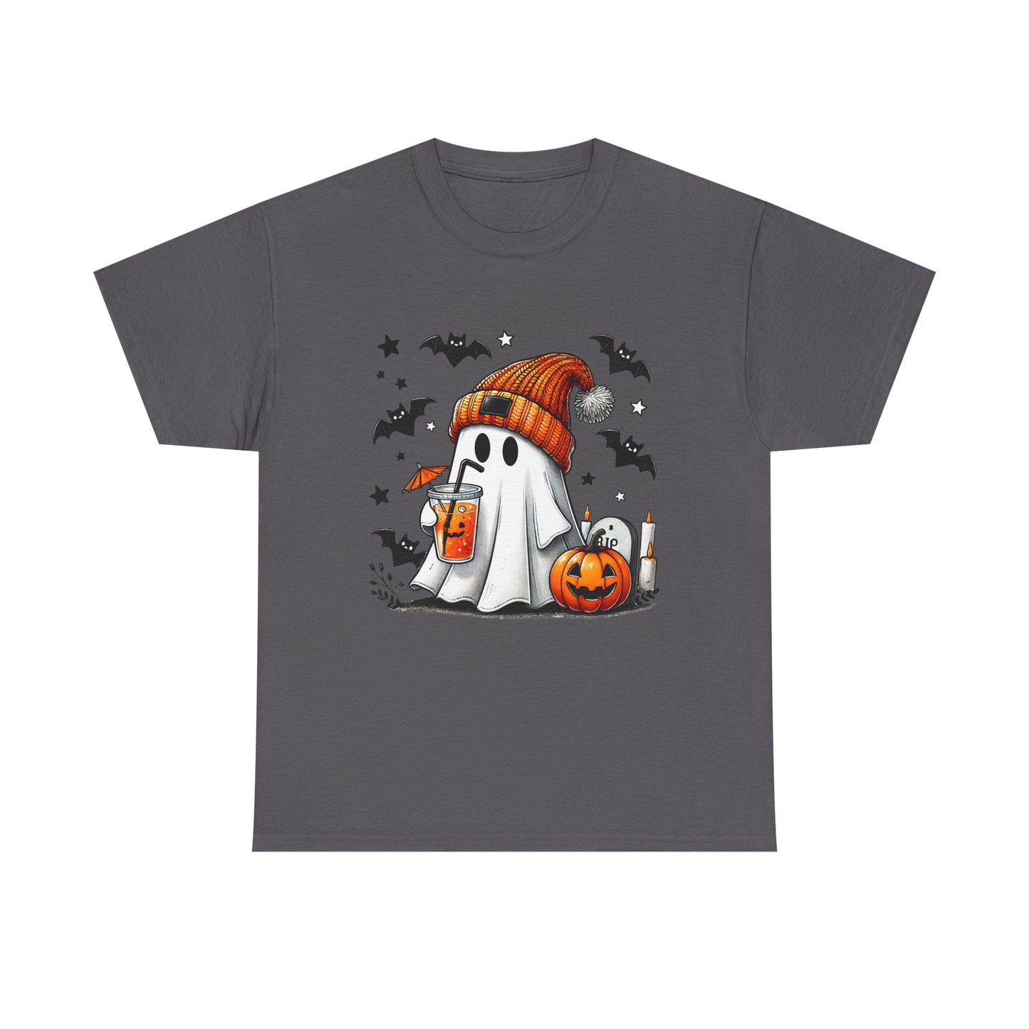 Cute Halloween Ghost Tee, Unisex Heavy Cotton T-Shirt, Spooky Shirt, Fall Fashion, Holiday Apparel, Halloween Costume, Gift Idea