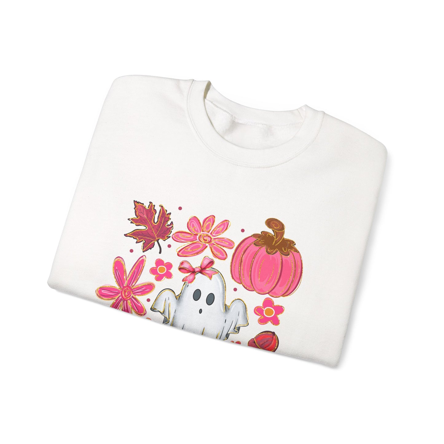 Autumn Ghost Crewneck Sweatshirt - Cozy Halloween Apparel, Fall Fashion, Gift for Her, Unisex Sweatshirt, Spooky Season Style