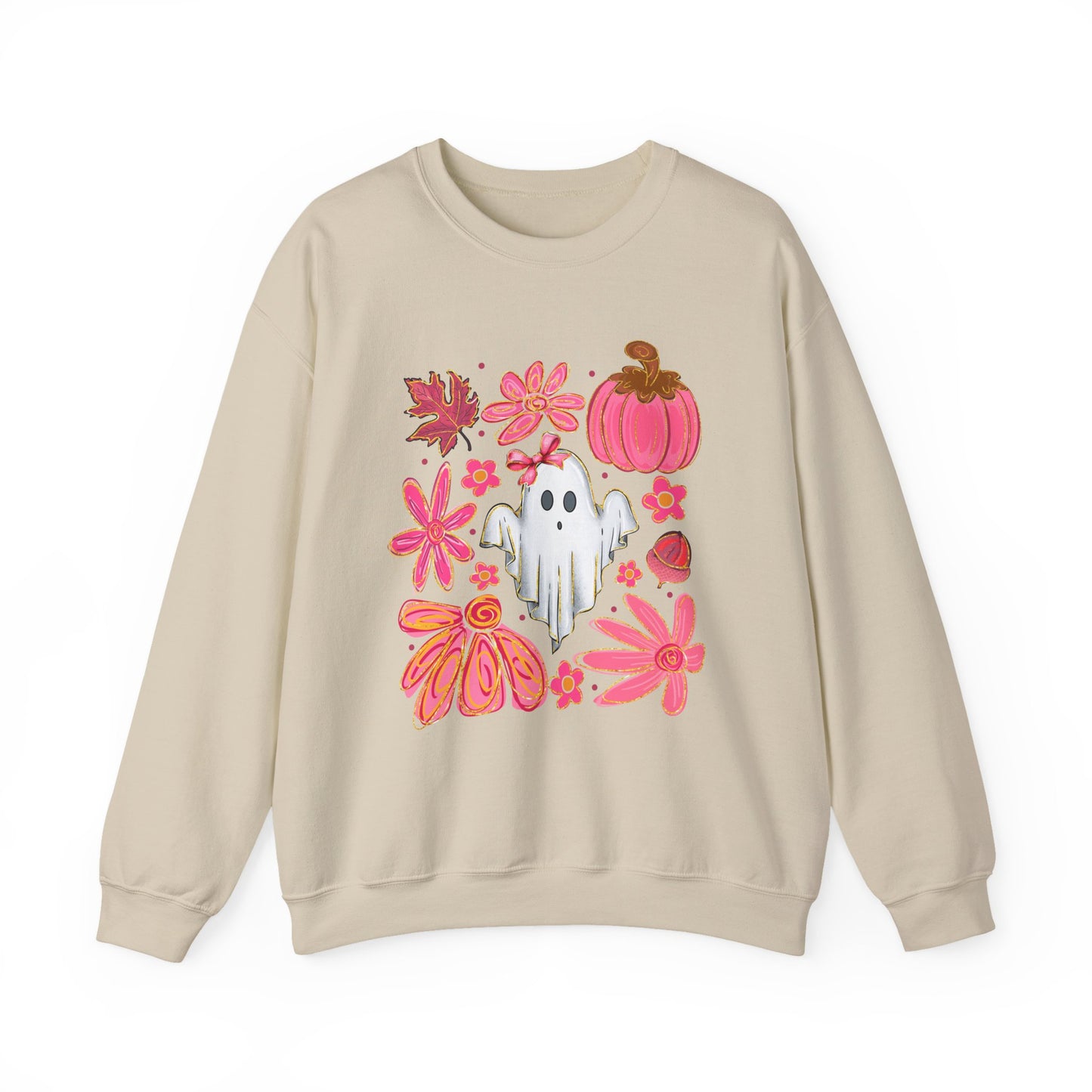 Autumn Ghost Crewneck Sweatshirt - Cozy Halloween Apparel, Fall Fashion, Gift for Her, Unisex Sweatshirt, Spooky Season Style