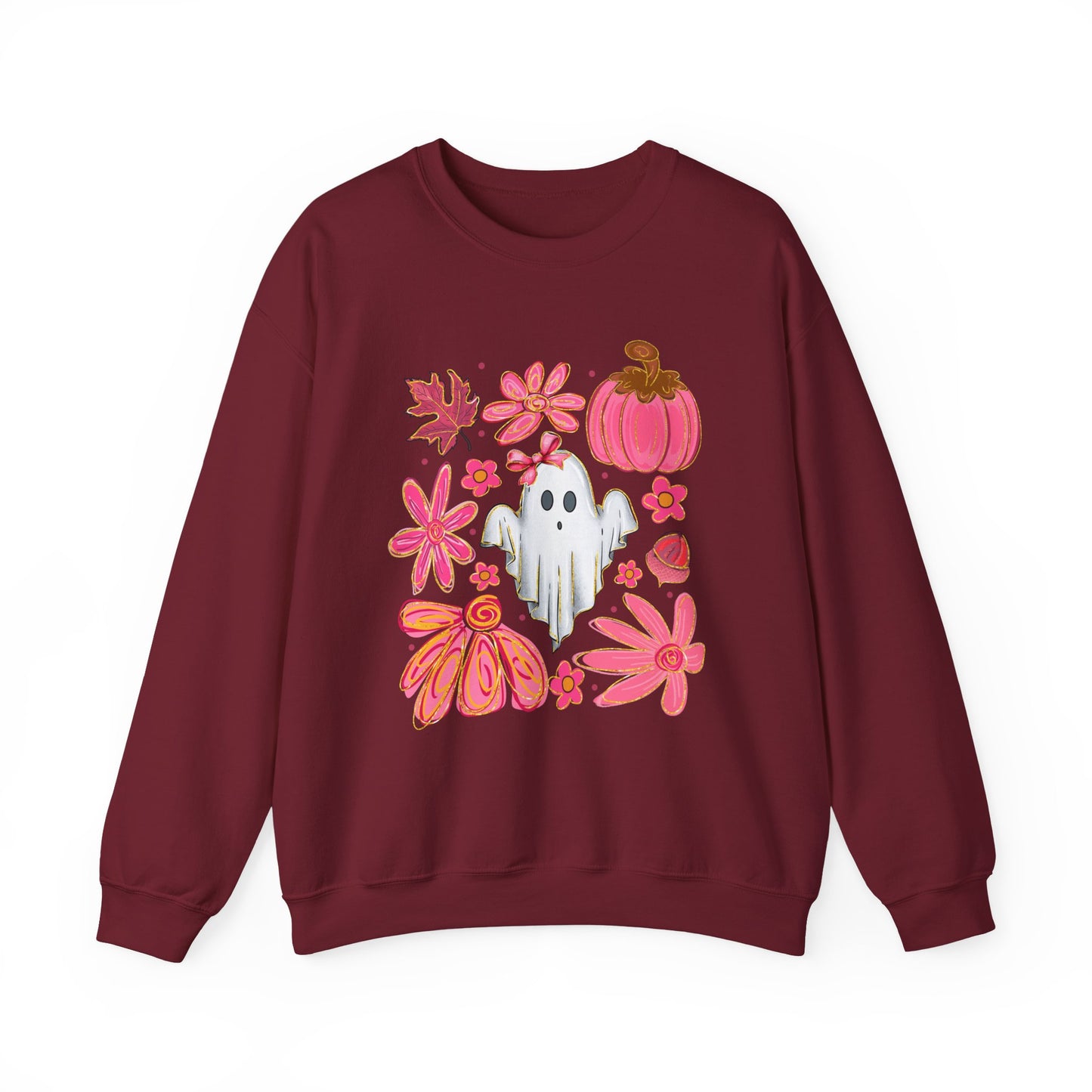 Autumn Ghost Crewneck Sweatshirt - Cozy Halloween Apparel, Fall Fashion, Gift for Her, Unisex Sweatshirt, Spooky Season Style