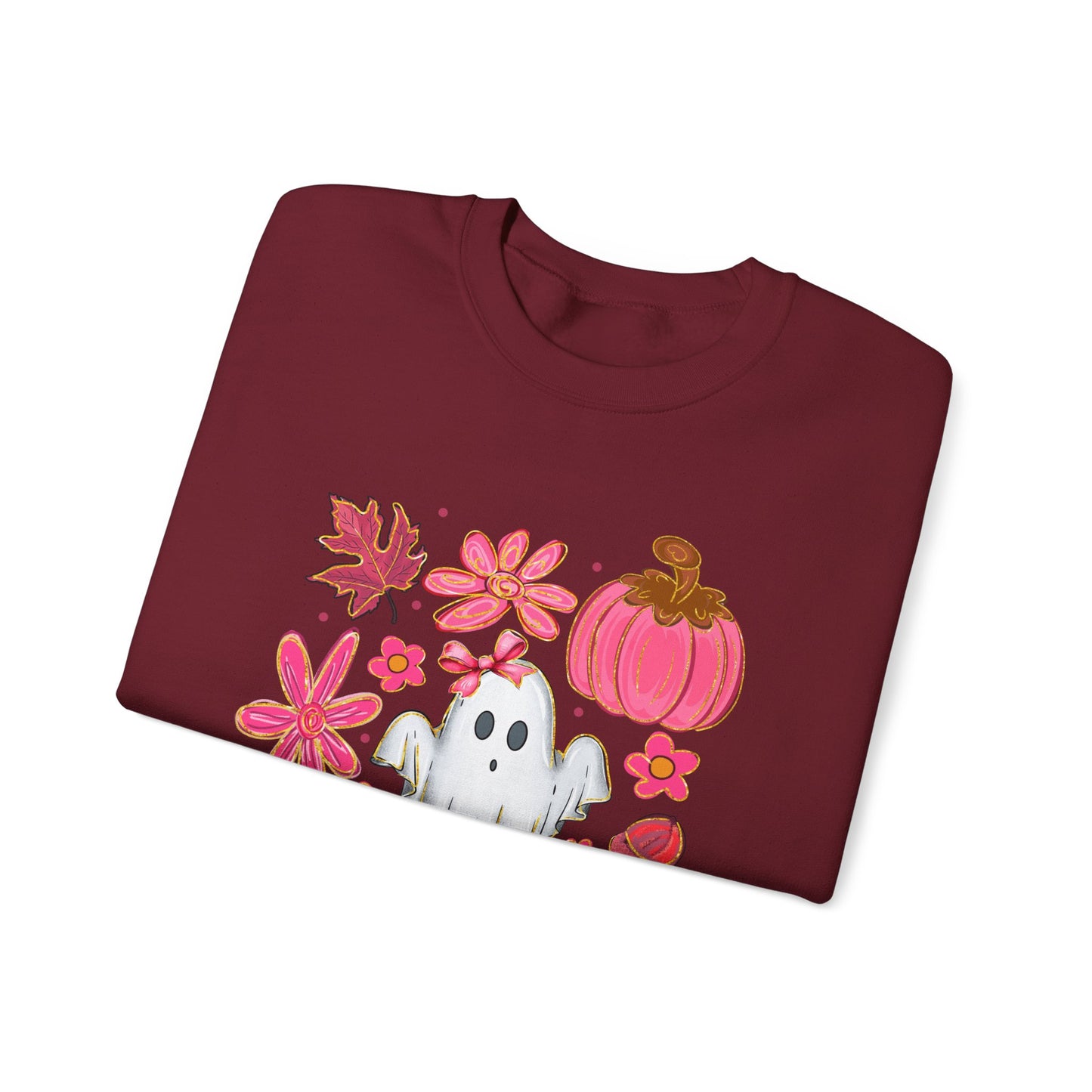 Autumn Ghost Crewneck Sweatshirt - Cozy Halloween Apparel, Fall Fashion, Gift for Her, Unisex Sweatshirt, Spooky Season Style