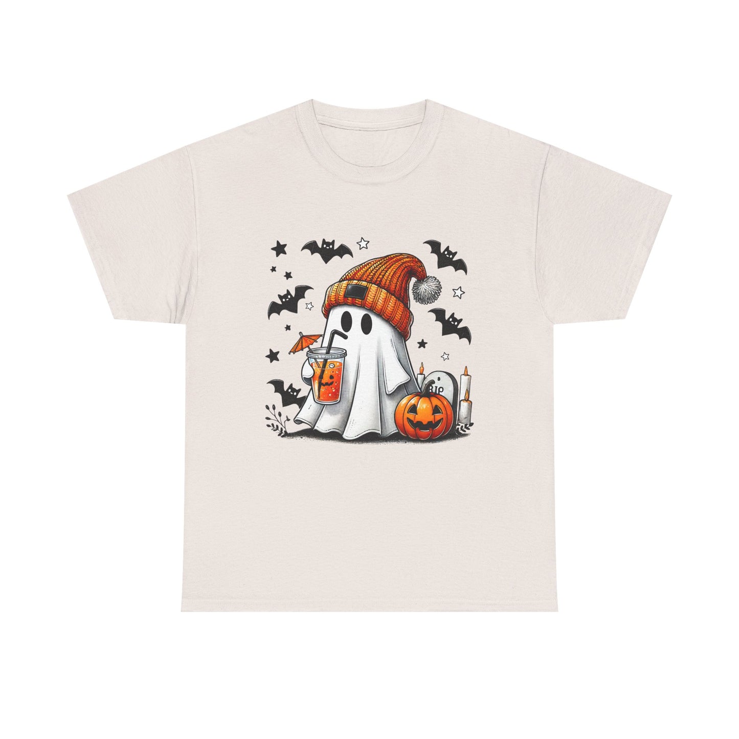 Cute Halloween Ghost Tee, Unisex Heavy Cotton T-Shirt, Spooky Shirt, Fall Fashion, Holiday Apparel, Halloween Costume, Gift Idea