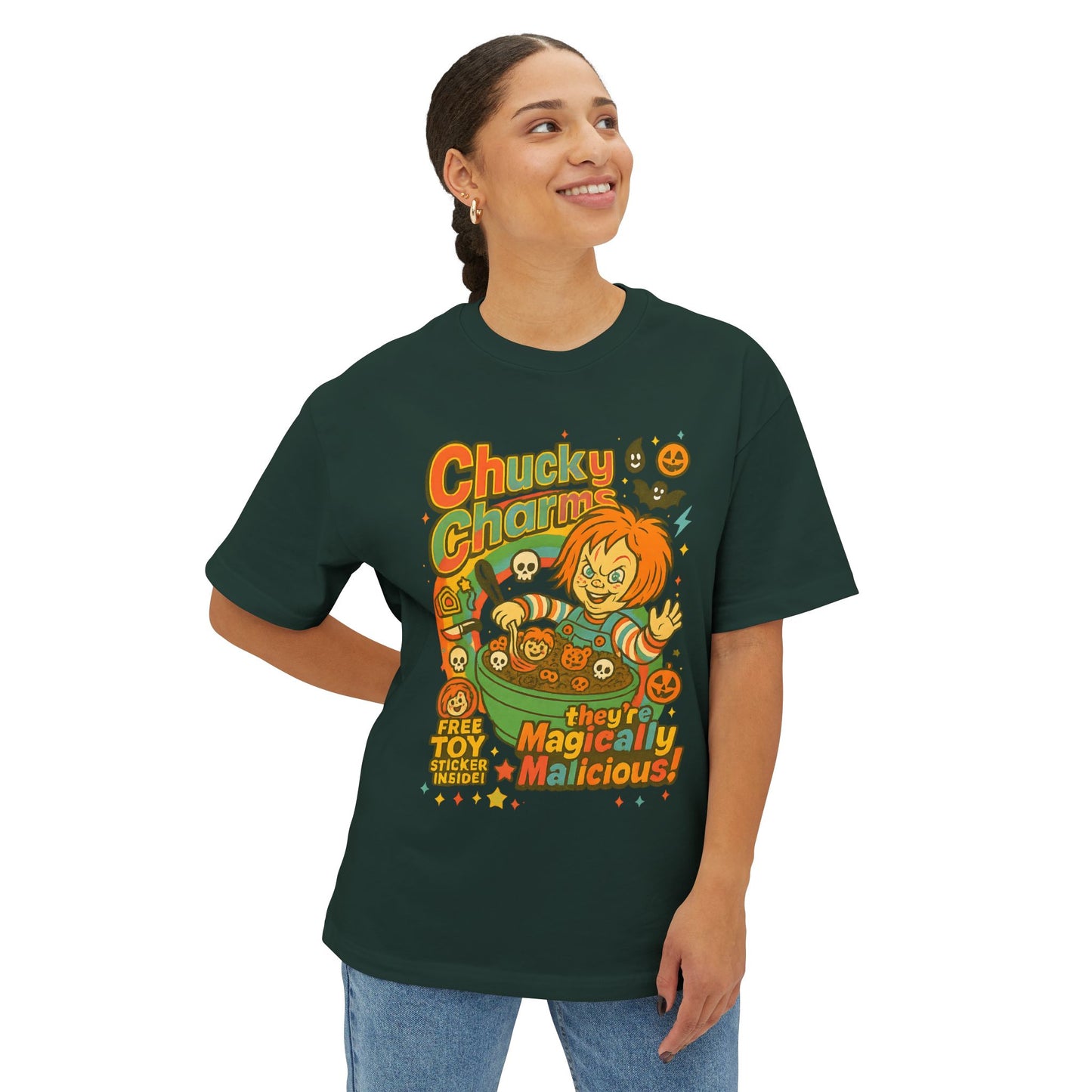Chucky Charms Tee, Spooky Graphic Shirt, Halloween Outfit, Unisex Halloween Top, Vintage Horror Movie Apparel