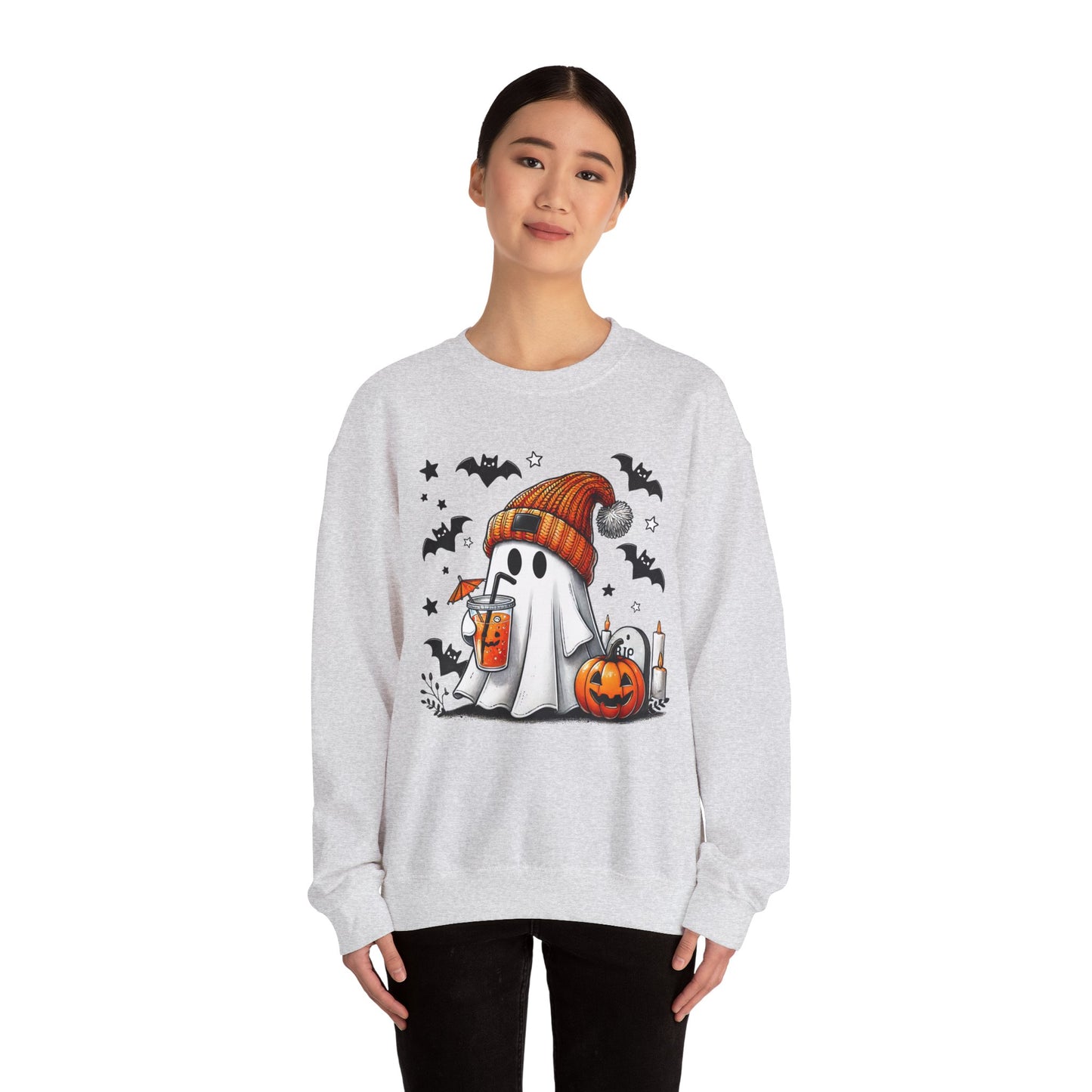 Spooky Ghost Crewneck Sweatshirt, Halloween Apparel, Cozy Unisex Sweatshirt, Fall Fashion, Ghost Graphic Sweatshirt
