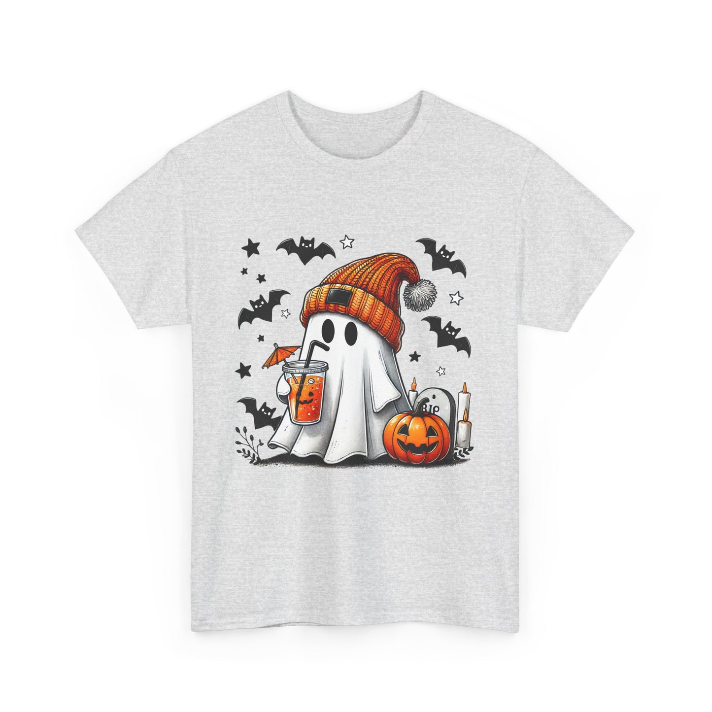 Cute Halloween Ghost Tee, Unisex Heavy Cotton T-Shirt, Spooky Shirt, Fall Fashion, Holiday Apparel, Halloween Costume, Gift Idea