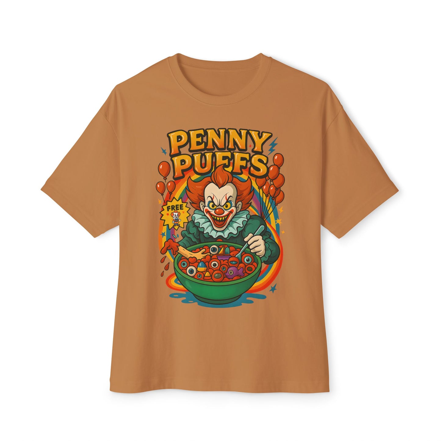Penny Puffs Unisex Oversized Boxy Tee, Funny Graphic Tee, Halloween Costume, Casual Wear, Horror-Themed Apparel, Unique Gift Idea