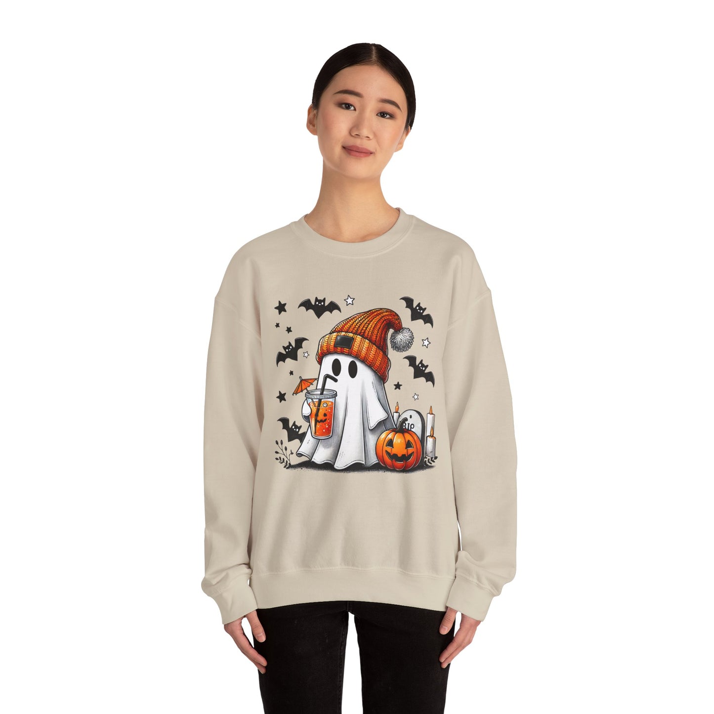 Spooky Ghost Crewneck Sweatshirt, Halloween Apparel, Cozy Unisex Sweatshirt, Fall Fashion, Ghost Graphic Sweatshirt