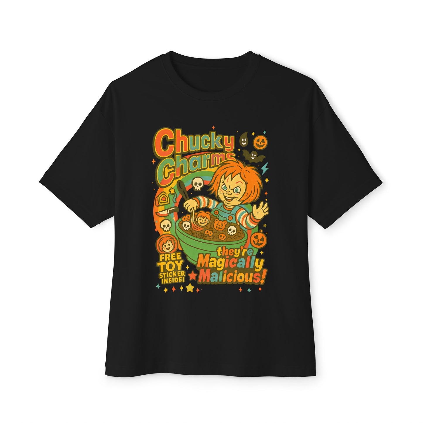 Chucky Charms Tee, Spooky Graphic Shirt, Halloween Outfit, Unisex Halloween Top, Vintage Horror Movie Apparel