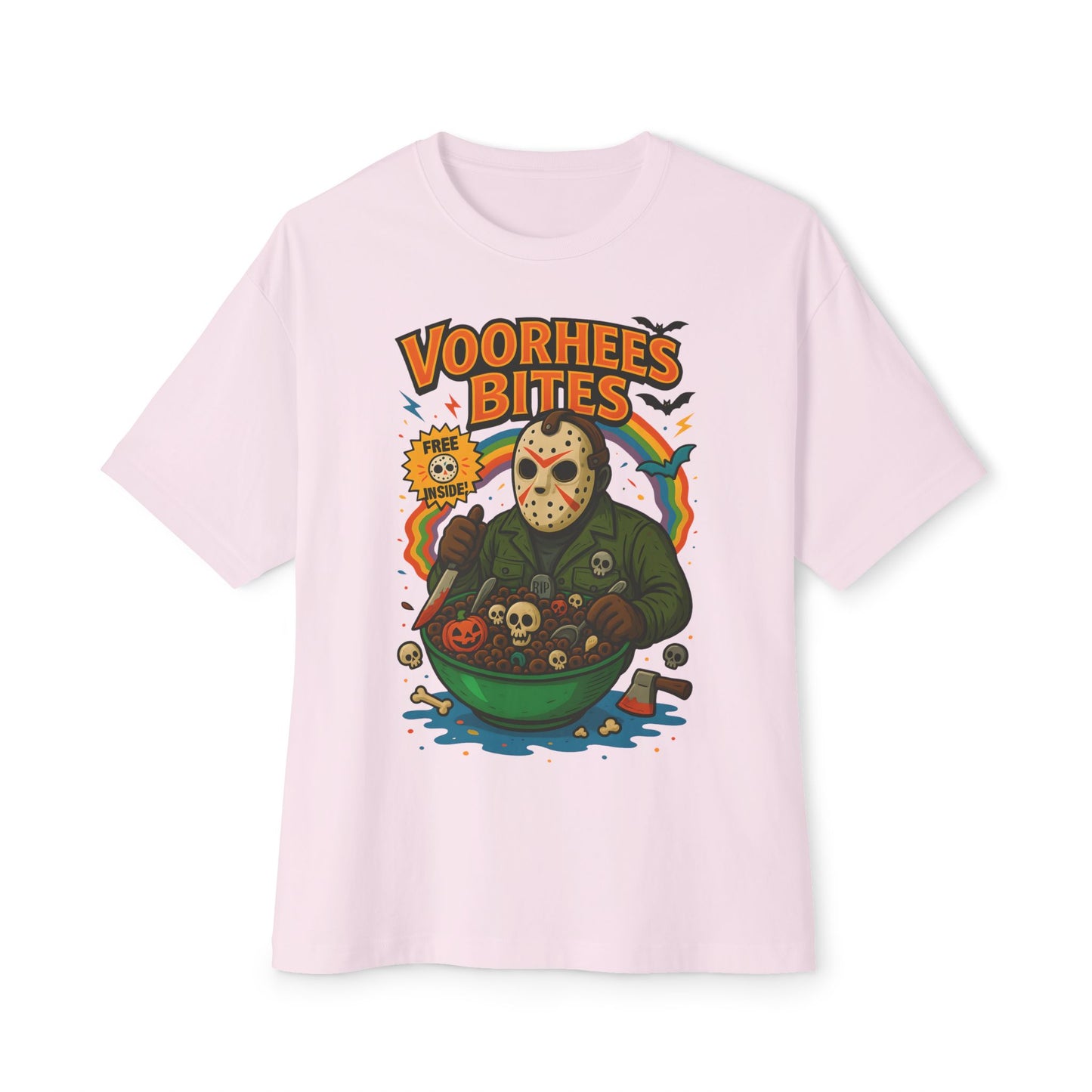 Retro Horror Graphic Tee - Voorhee's Bites | Unisex Oversized Tee, Horror Fashion, Movie Merchandise, Halloween Apparel, Casual Streetwear