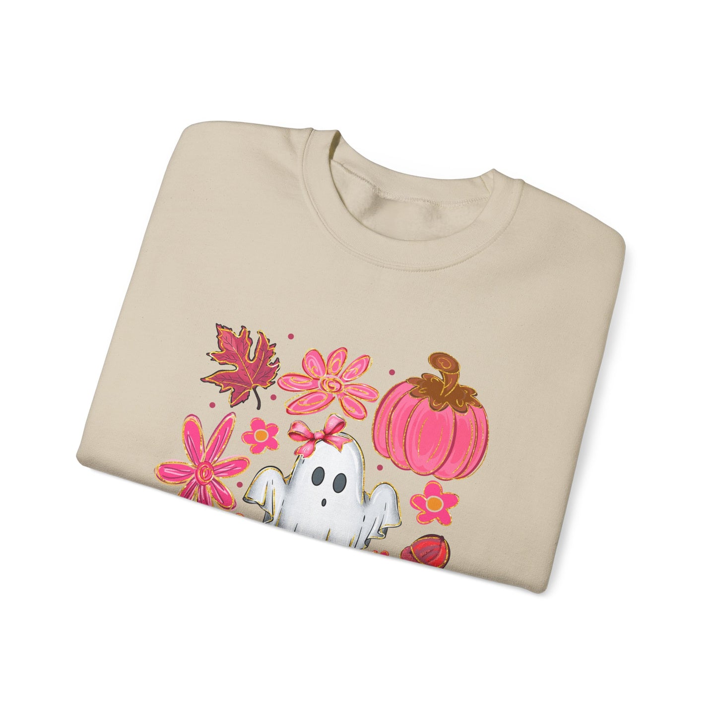 Autumn Ghost Crewneck Sweatshirt - Cozy Halloween Apparel, Fall Fashion, Gift for Her, Unisex Sweatshirt, Spooky Season Style