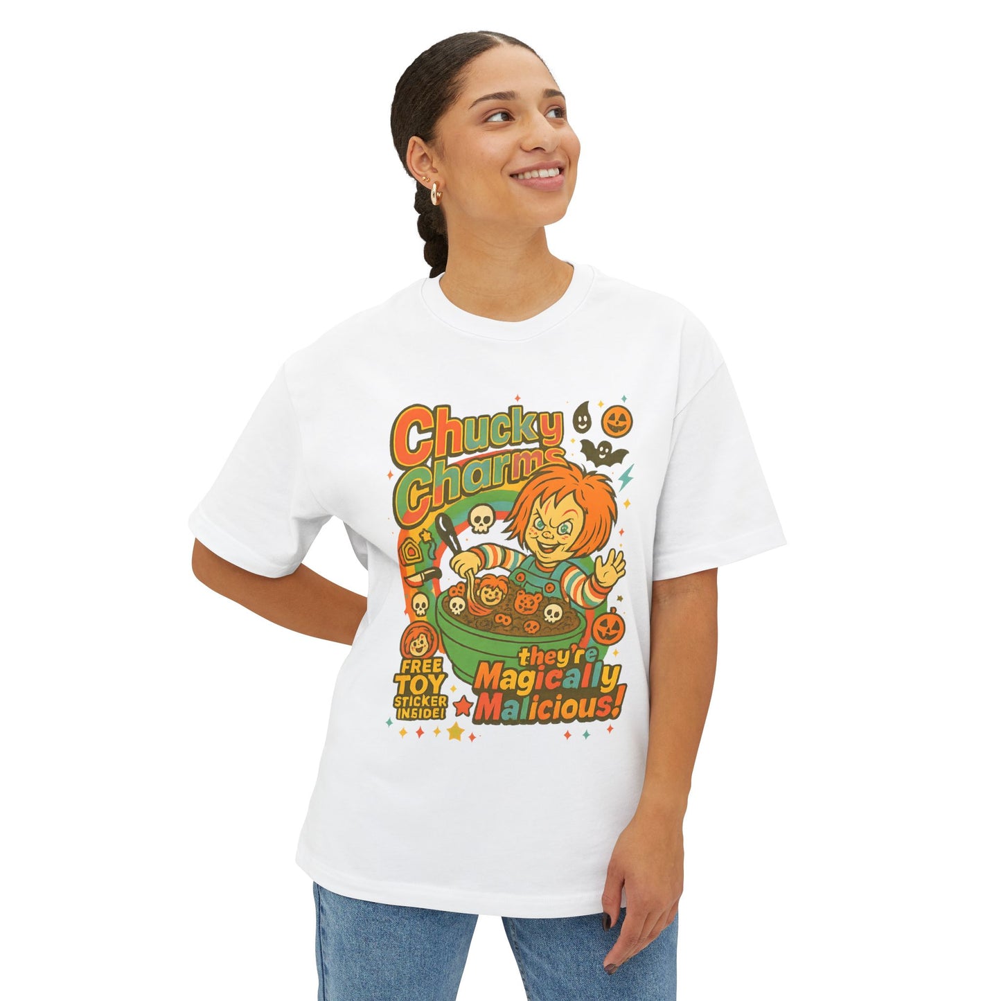 Chucky Charms Tee, Spooky Graphic Shirt, Halloween Outfit, Unisex Halloween Top, Vintage Horror Movie Apparel