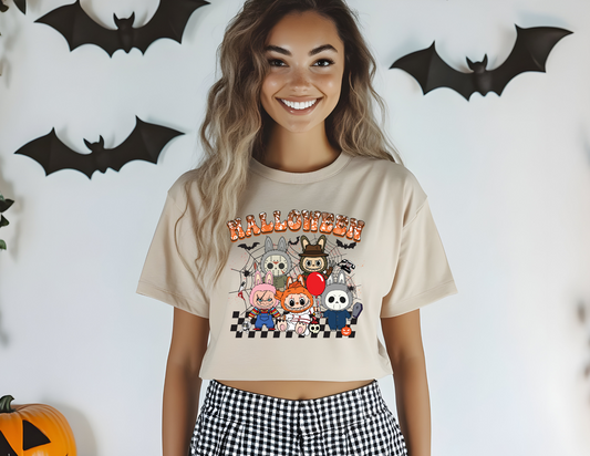 Halloween Labubu Short Sleeve Tee, Unisex Halloween Shirt, Cute Halloween Top, Halloween Costume Tee, Spooky Graphic Tee