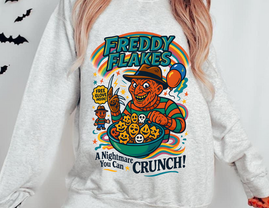 Nightmare Freddy Flakes Sweatshirt, Cozy Halloween Apparel, Gift for Horror Fans, Unisex Crewneck, Funny Sweatshirt