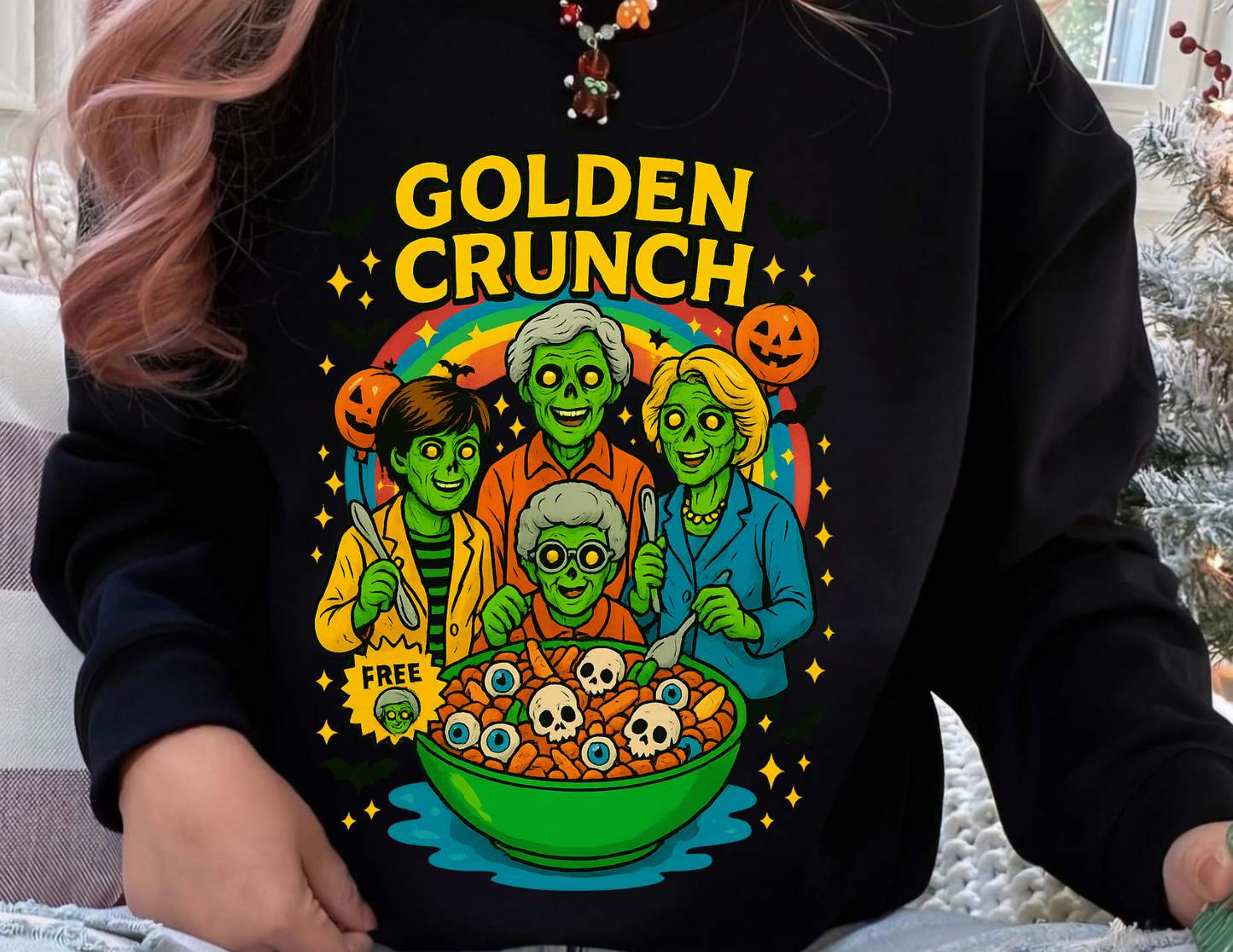 Spooky Vibes Sweatshirt - Cozy Halloween Crewneck, Golden Crunch Design, Unisex Pullover, Fall Fashion, Festive Gift