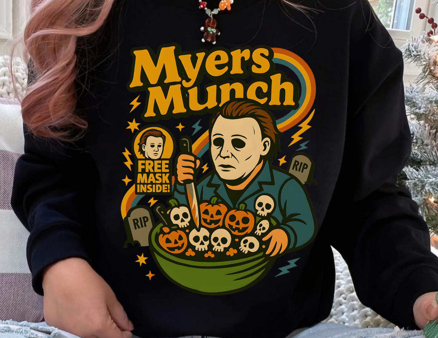 Halloween Myers Munch Crewneck Sweatshirt - Cozy Horror Sweatshirt, Unisex Casual Wear, Fall Fashion, Gift for Horror Fans, Spooky Season