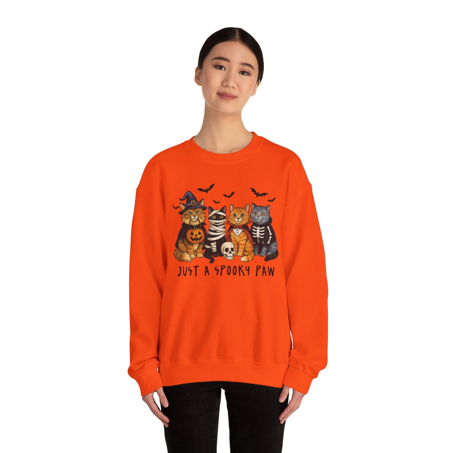 Spooky Cat Crewneck Sweatshirt, Halloween Sweatshirt, Cat Lover Gift, Cozy Fall Apparel, Unisex Sweatshirt, Cute Animal Sweater