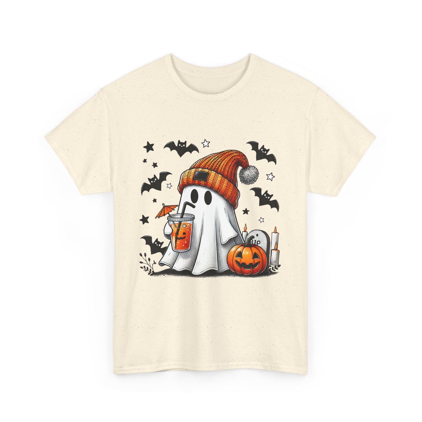 Cute Halloween Ghost Tee, Unisex Heavy Cotton T-Shirt, Spooky Shirt, Fall Fashion, Holiday Apparel, Halloween Costume, Gift Idea