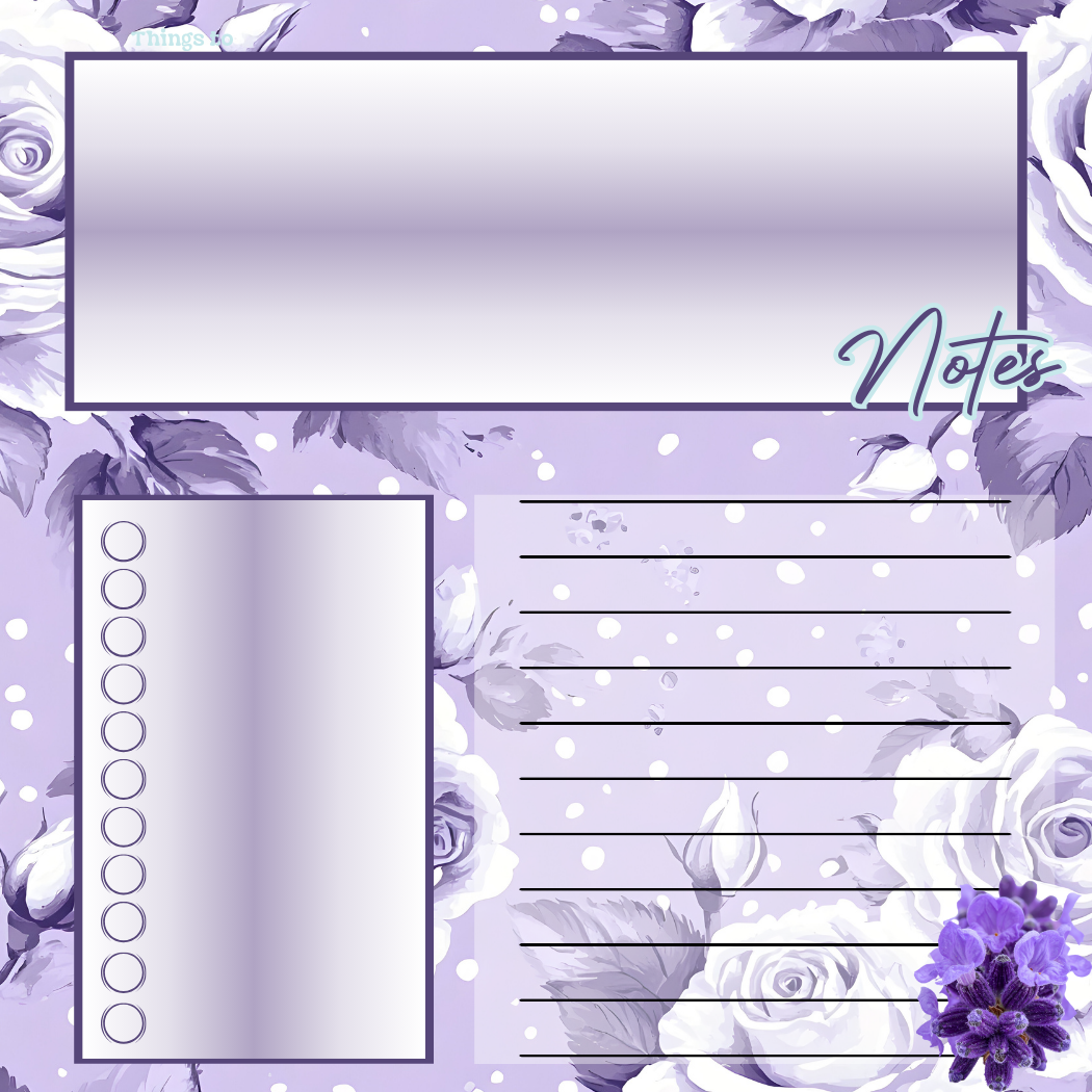 Editable Purple Floral Sticky Notes bundle of 5 | Printable Notes, To-Do List, Planner Pads | Cute Digital Stationery