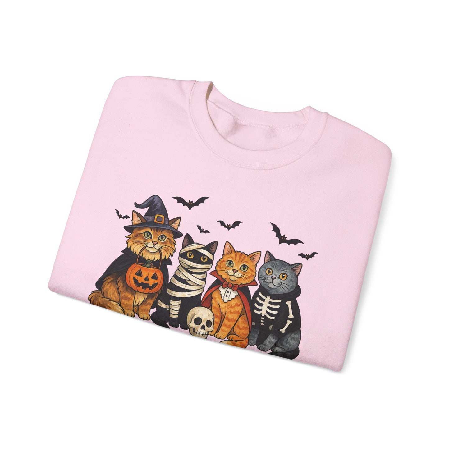 Spooky Cat Crewneck Sweatshirt, Halloween Sweatshirt, Cat Lover Gift, Cozy Fall Apparel, Unisex Sweatshirt, Cute Animal Sweater