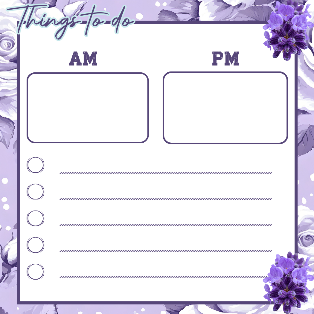 Editable Purple Floral Sticky Notes bundle of 5 | Printable Notes, To-Do List, Planner Pads | Cute Digital Stationery