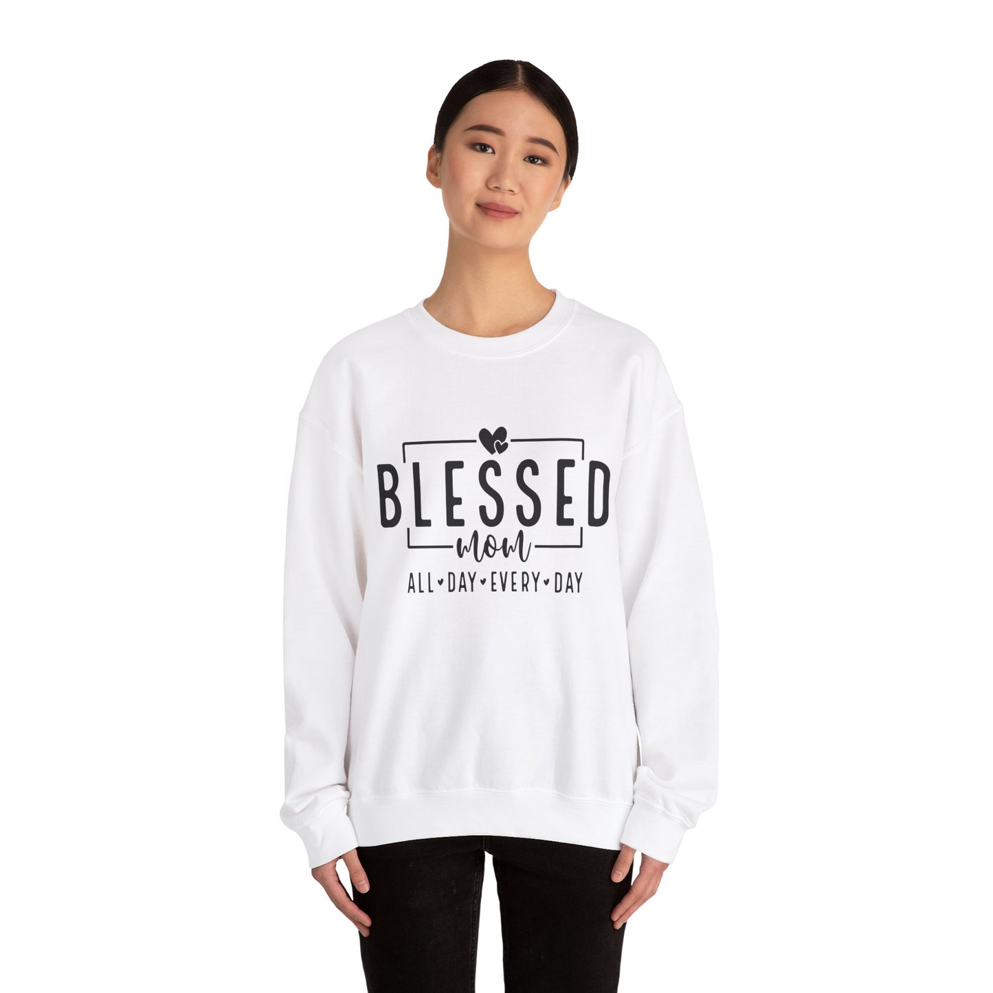 Blessed Mom Unisex Heavy Blend™ Crewneck Sweatshirt - All Day Everyday