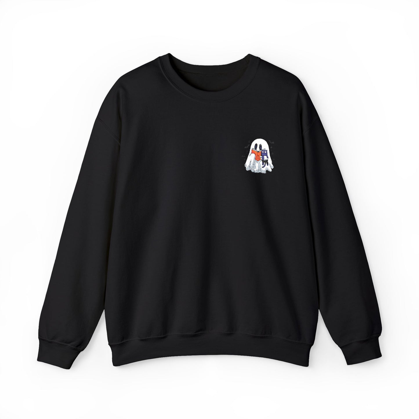 Cute Halloween Ghost Reading Unisex Heavy Blend™ Crewneck Sweatshirt