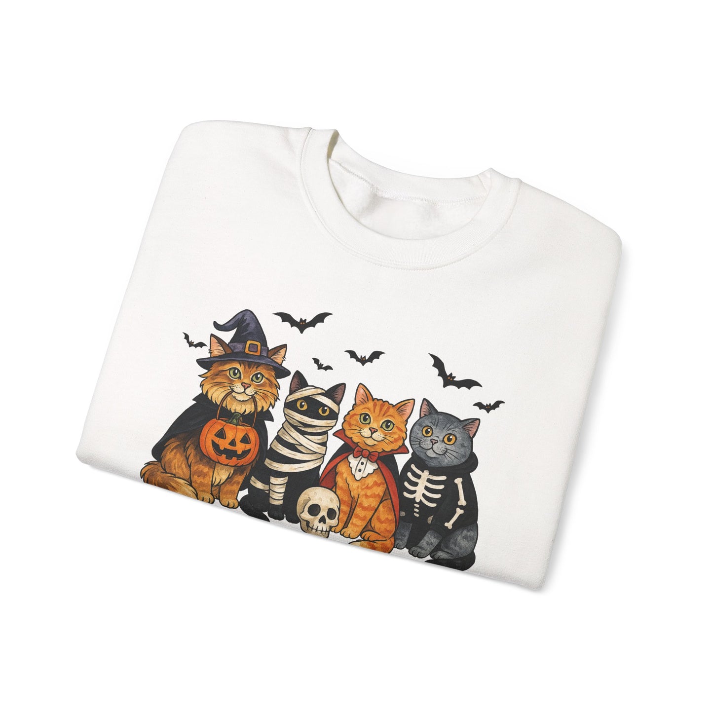Spooky Cat Crewneck Sweatshirt, Halloween Sweatshirt, Cat Lover Gift, Cozy Fall Apparel, Unisex Sweatshirt, Cute Animal Sweater