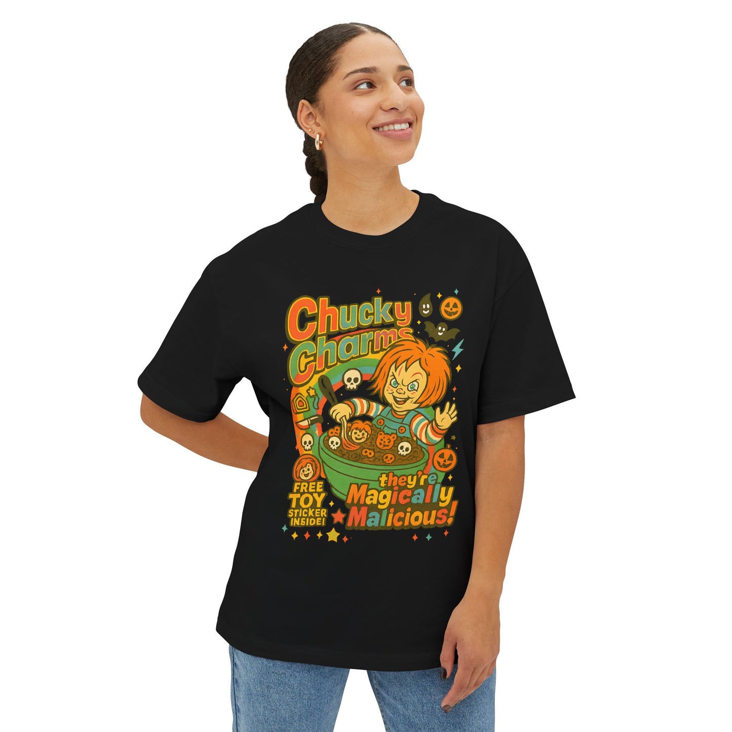Chucky Charms Tee, Spooky Graphic Shirt, Halloween Outfit, Unisex Halloween Top, Vintage Horror Movie Apparel