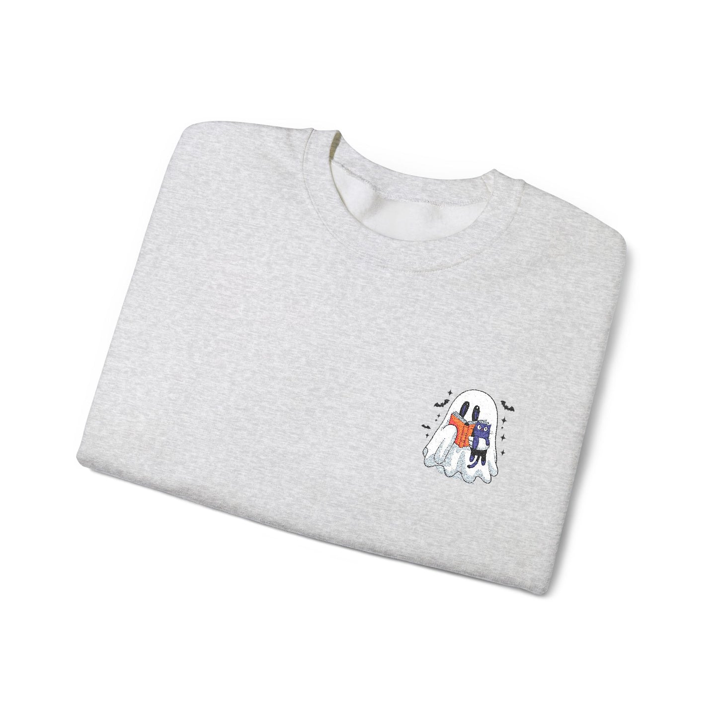Cute Halloween Ghost Reading Unisex Heavy Blend™ Crewneck Sweatshirt